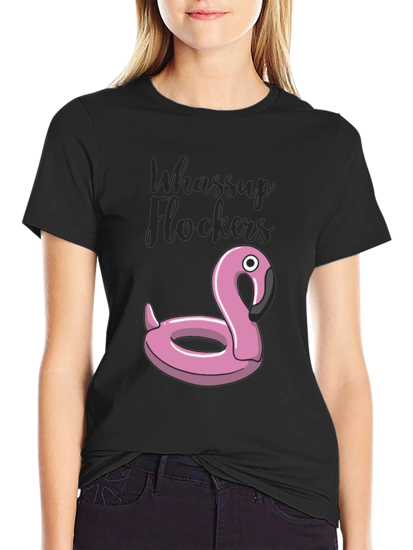 Whassup Flockers Flamingo Pool Float T-Shirt