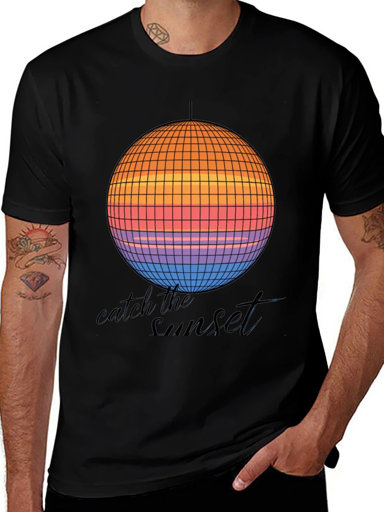 Catch the Sunset Retro Disco Ball Graphic Tee