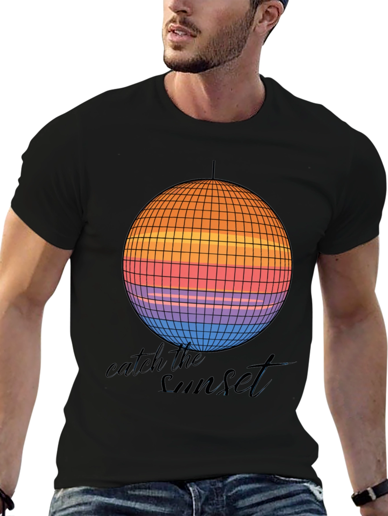 Catch the Sunset Retro Disco Ball Graphic Tee