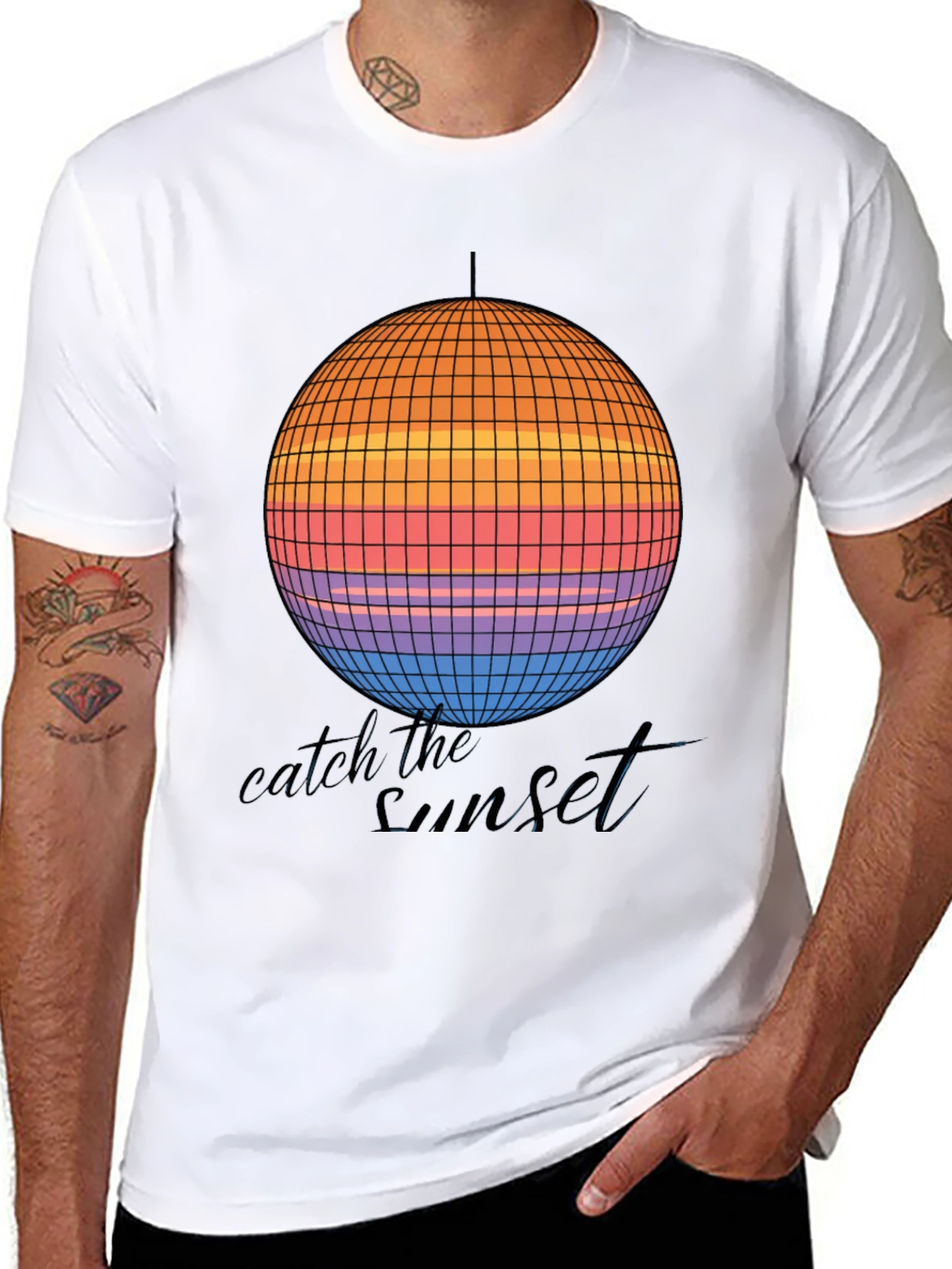 Catch the Sunset Retro Disco Ball Graphic Tee