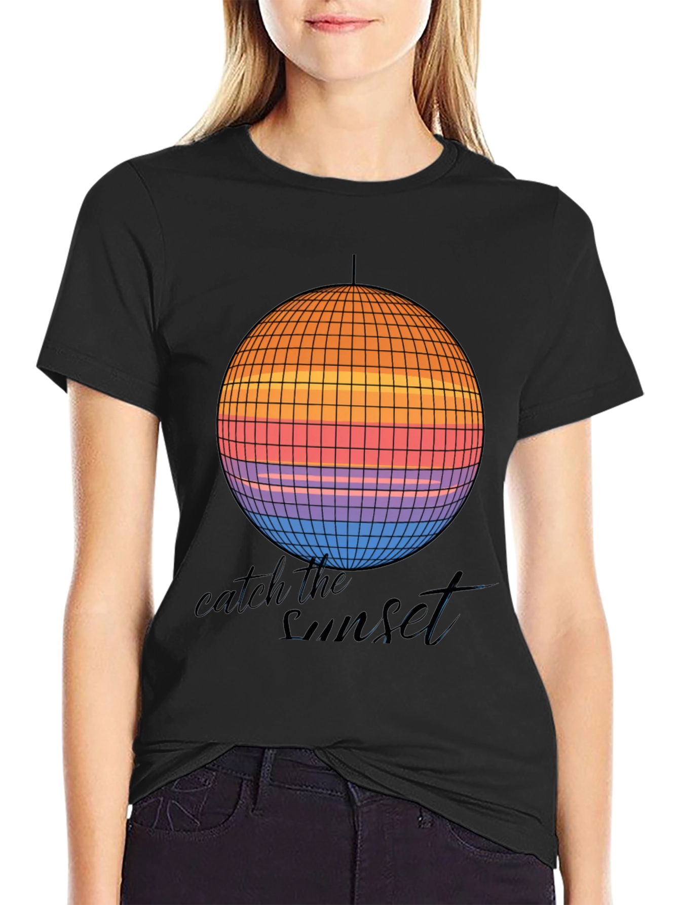 Catch the Sunset Retro Disco Ball Graphic Tee