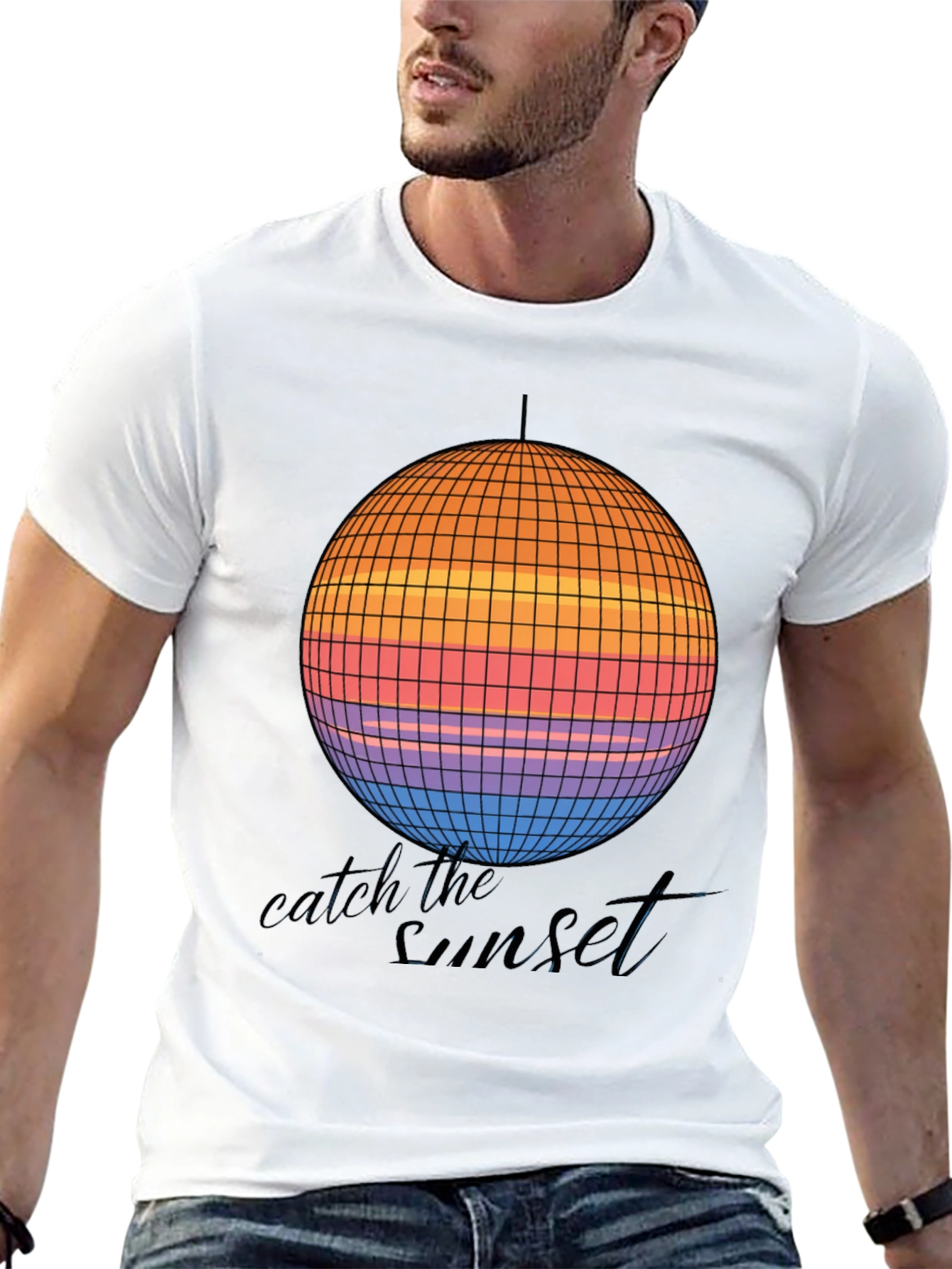 Catch the Sunset Retro Disco Ball Graphic Tee