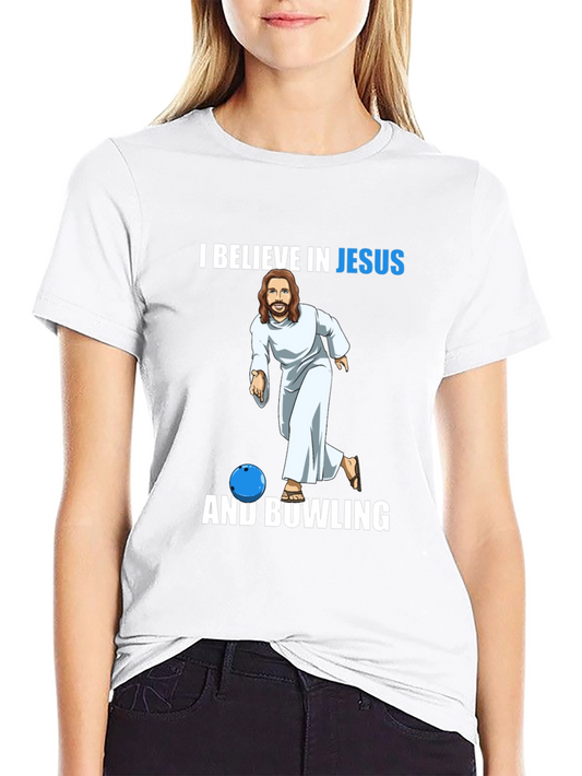 I Believe In Jesus And Bowling Graphic T-Shirt