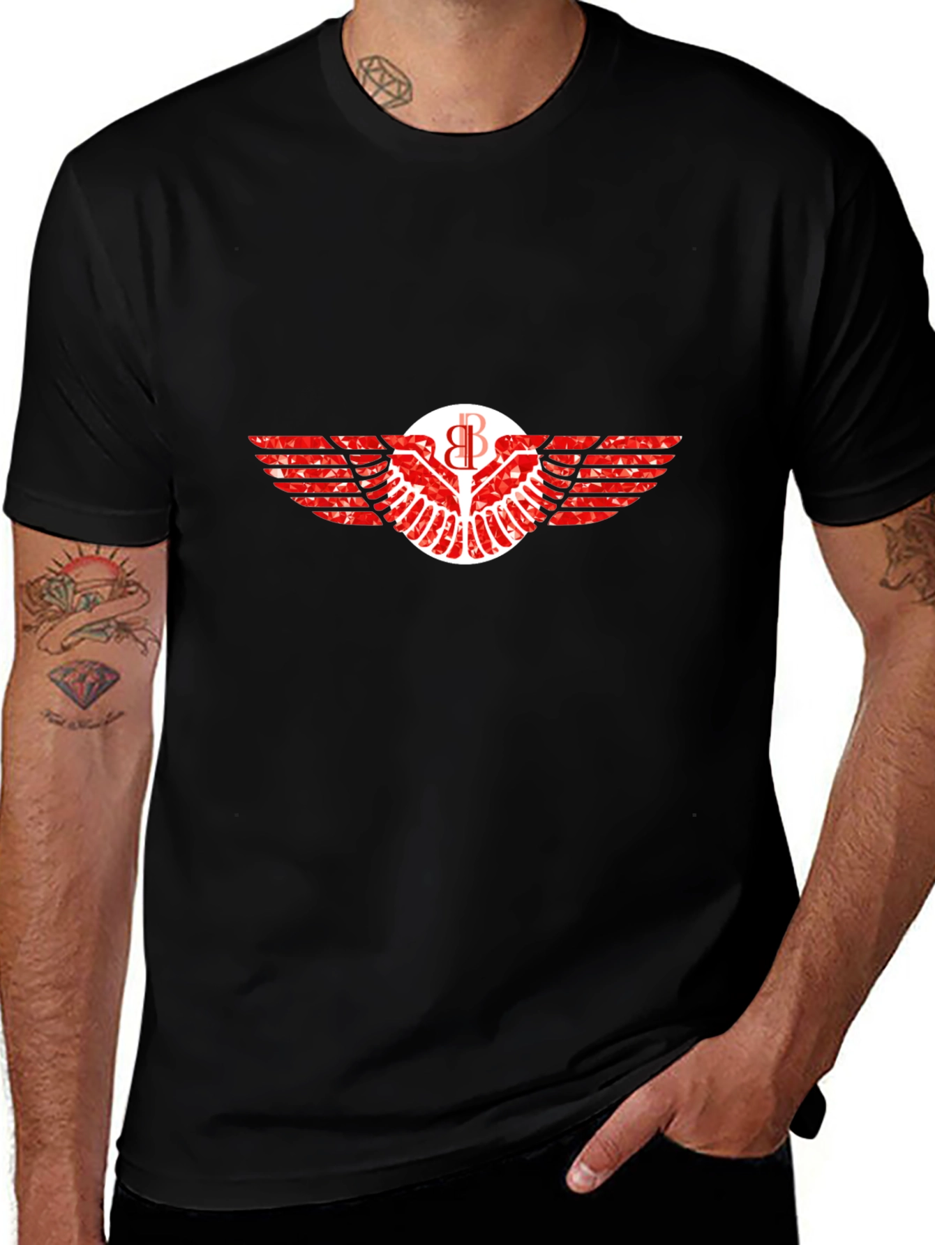 Graphic Tee: Winged Emblem Print