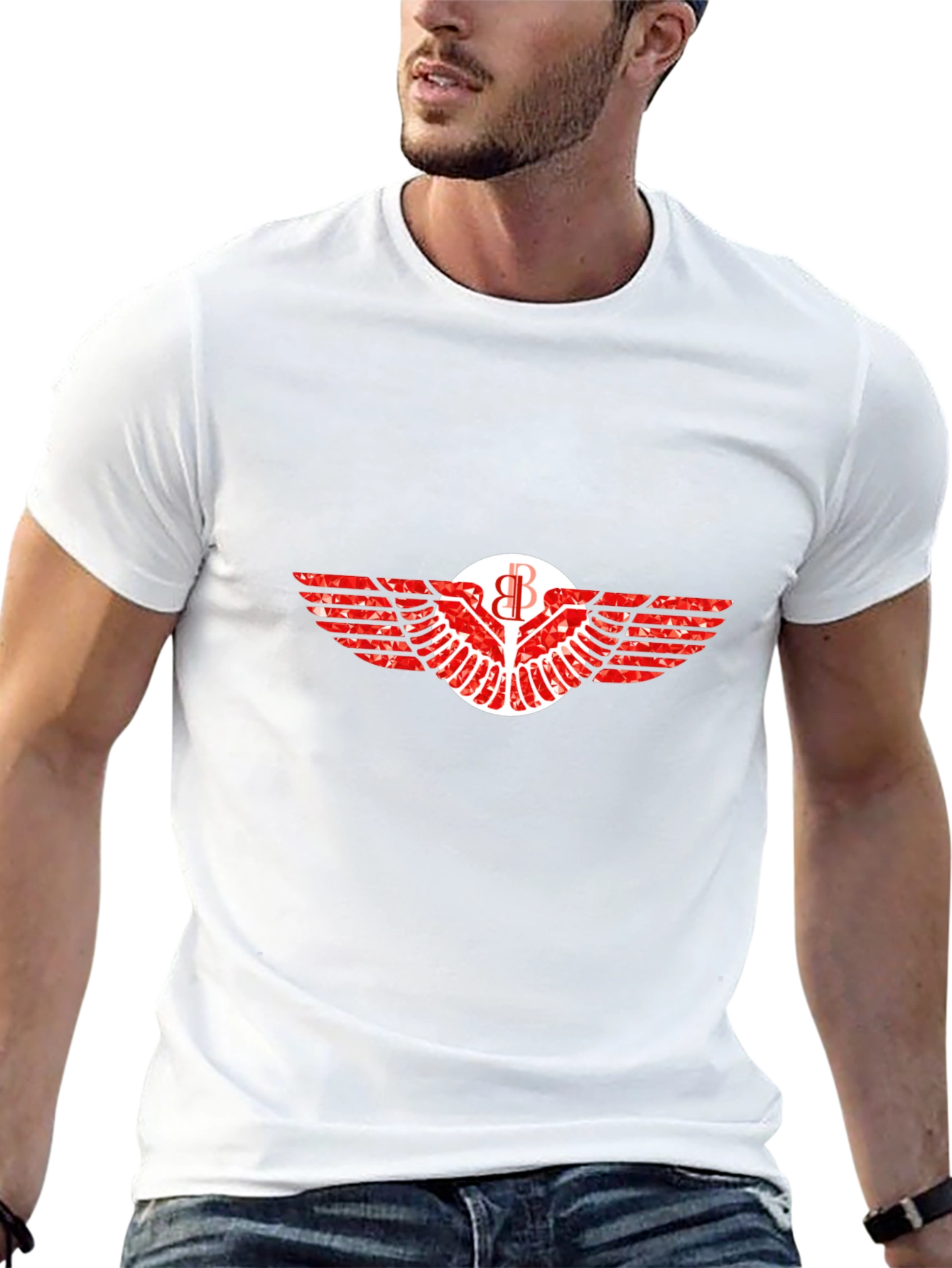 Graphic Tee: Winged Emblem Print
