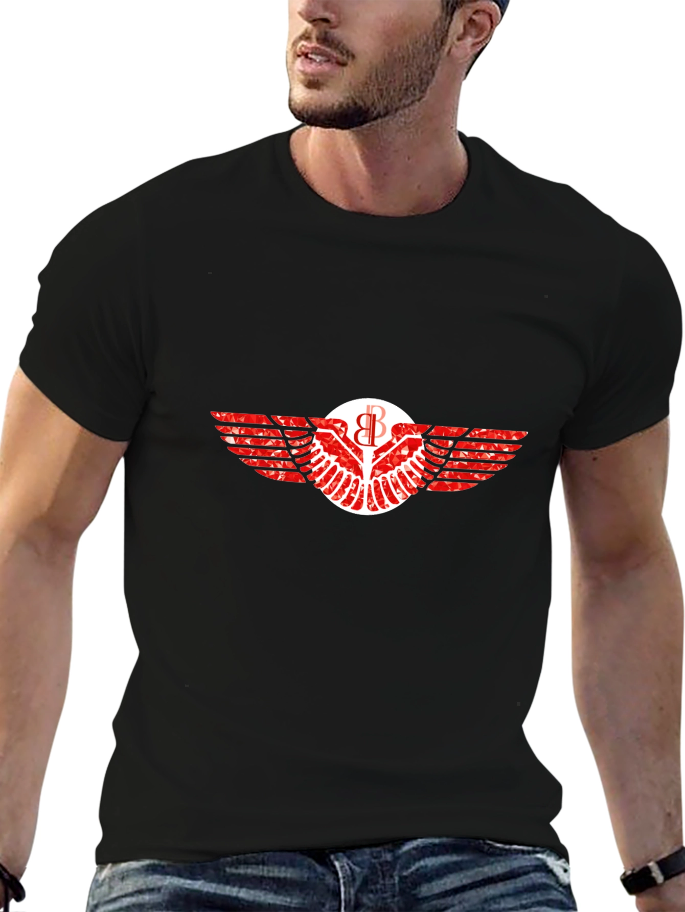 Graphic Tee: Winged Emblem Print