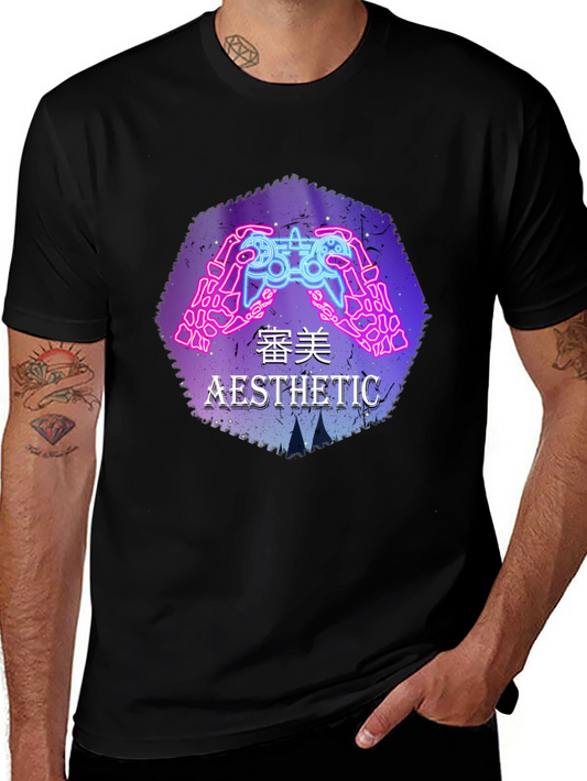 Aesthetic Gamer T-Shirt - Neon Controller Design