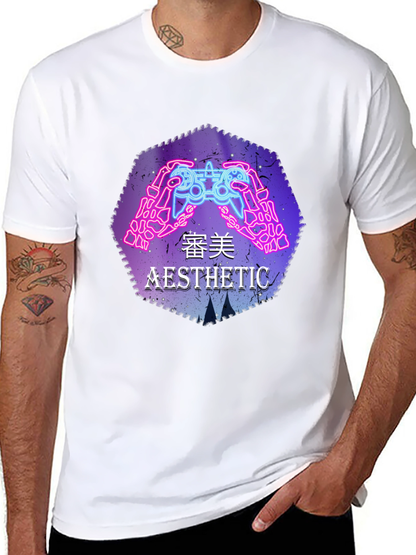 Aesthetic Gamer T-Shirt - Neon Controller Design