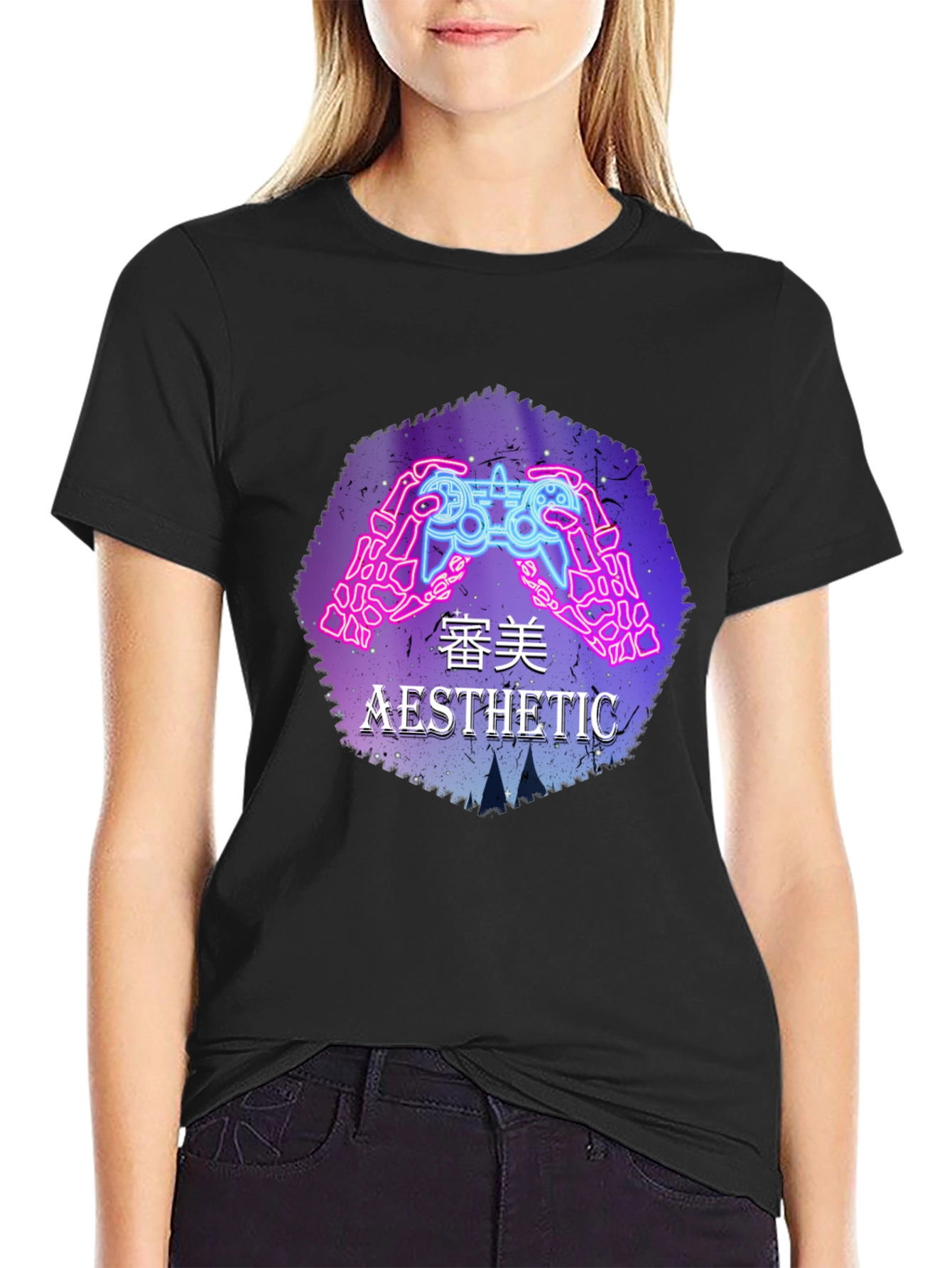 Aesthetic Gamer T-Shirt - Neon Controller Design