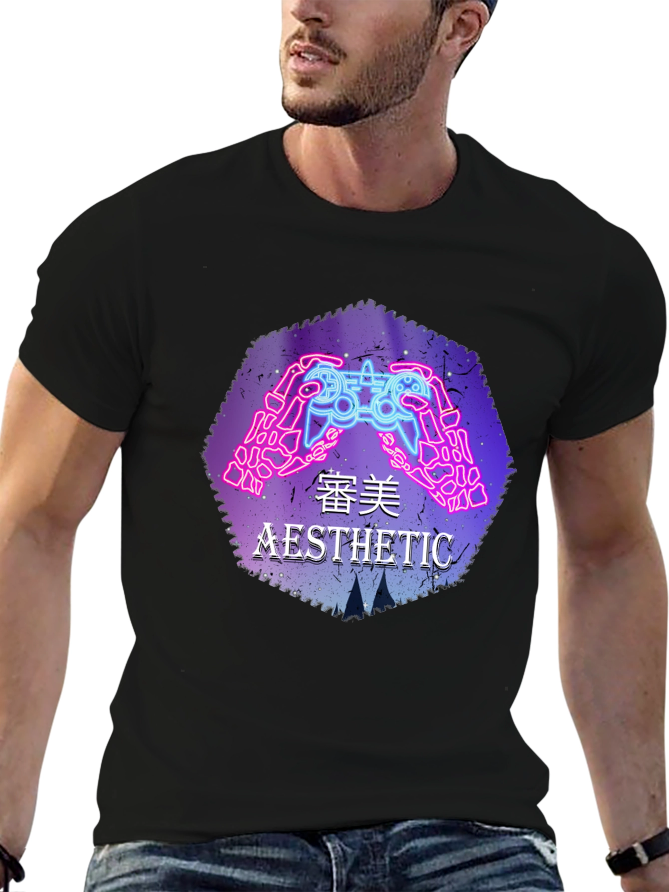 Aesthetic Gamer T-Shirt - Neon Controller Design