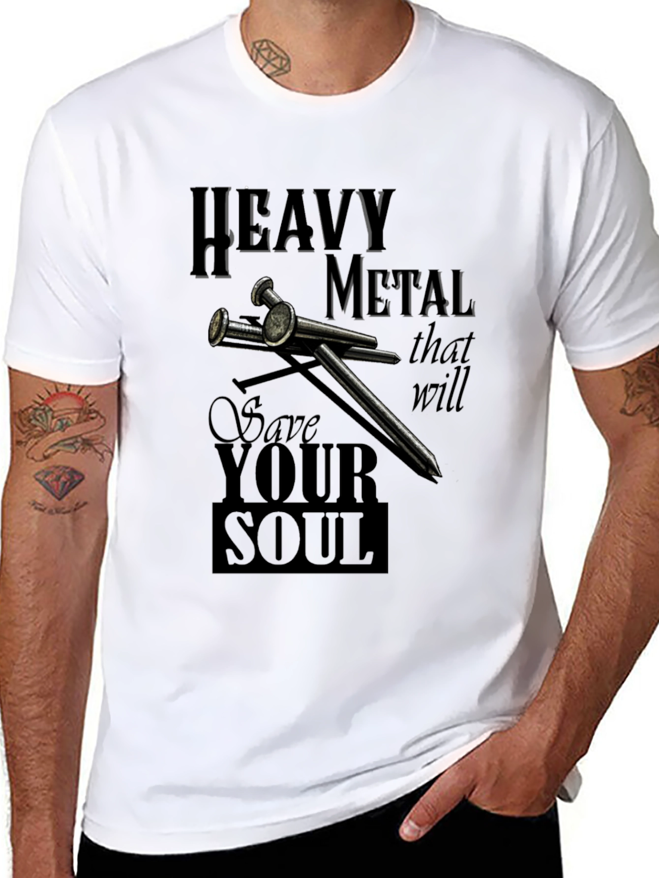 Heavy Metal Save Your Soul Black Graphic T-Shirt