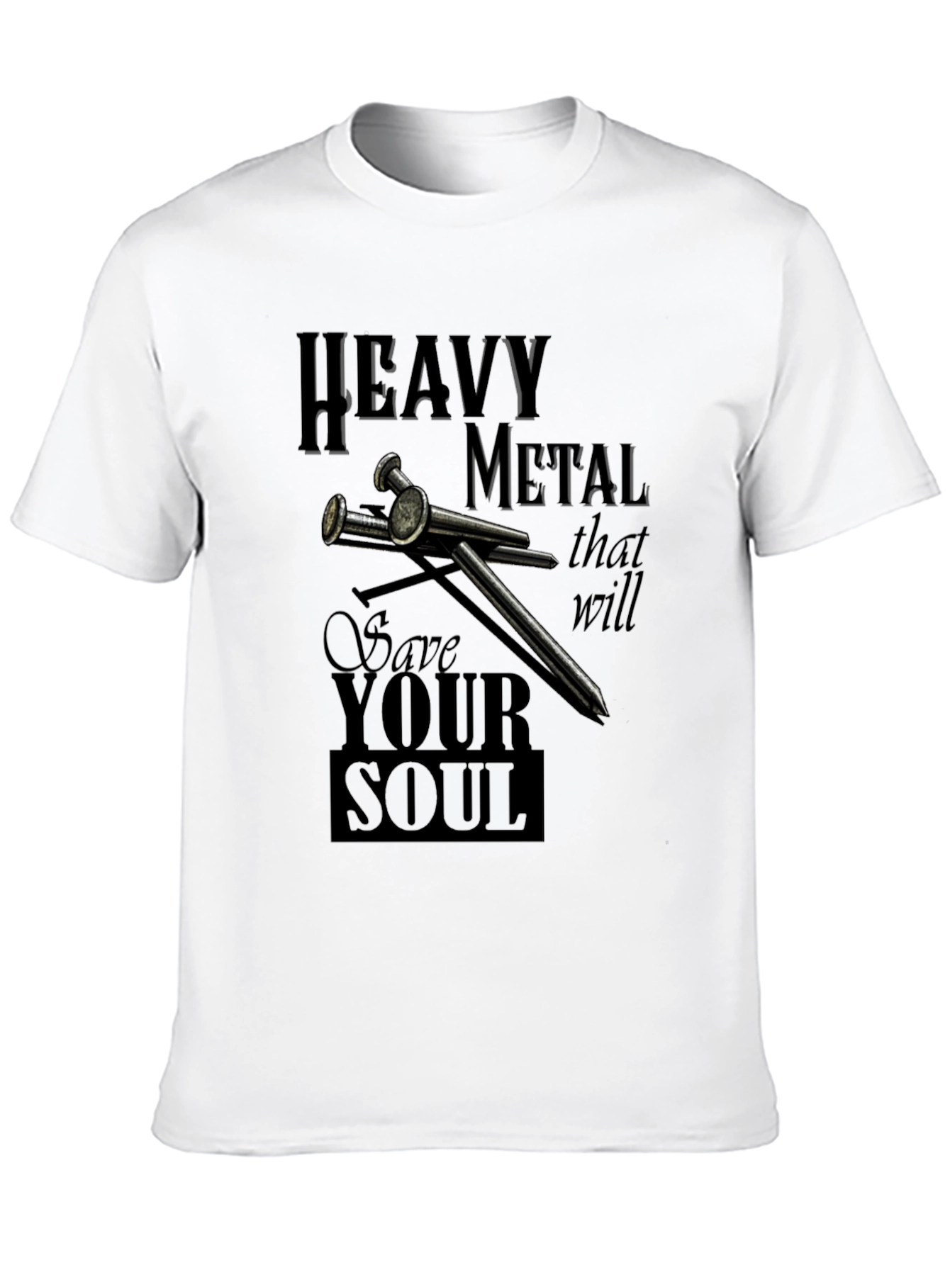 Heavy Metal Save Your Soul Black Graphic T-Shirt