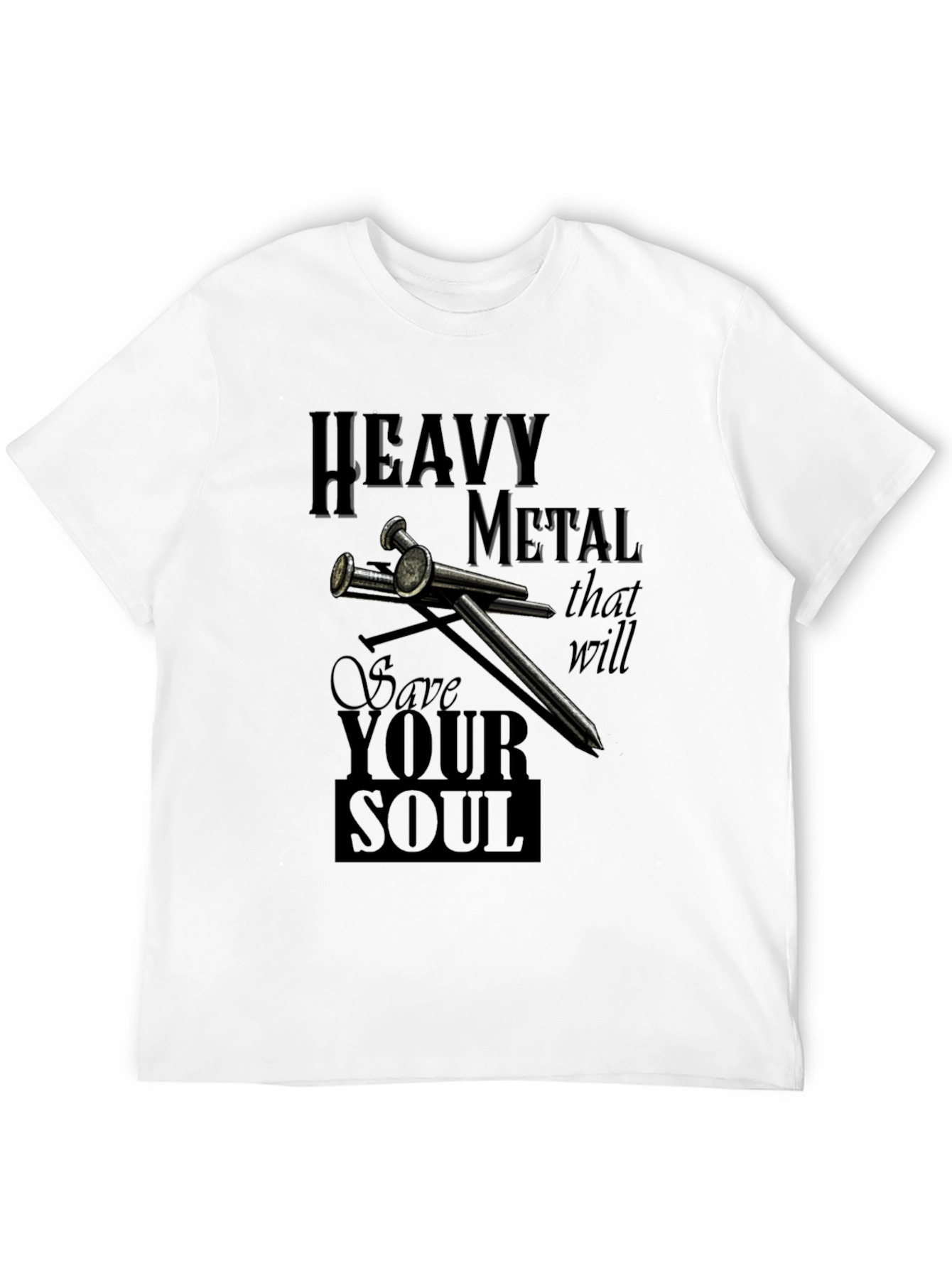 Heavy Metal Save Your Soul Black Graphic T-Shirt