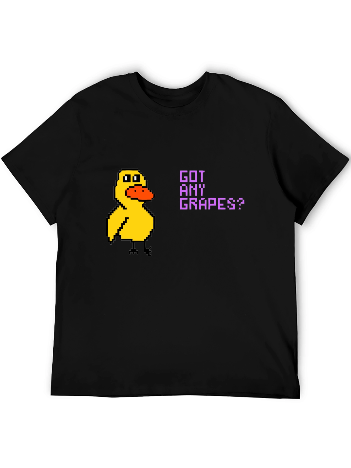 Got Any Grapes? Duck Pixel Art Black T-Shirt