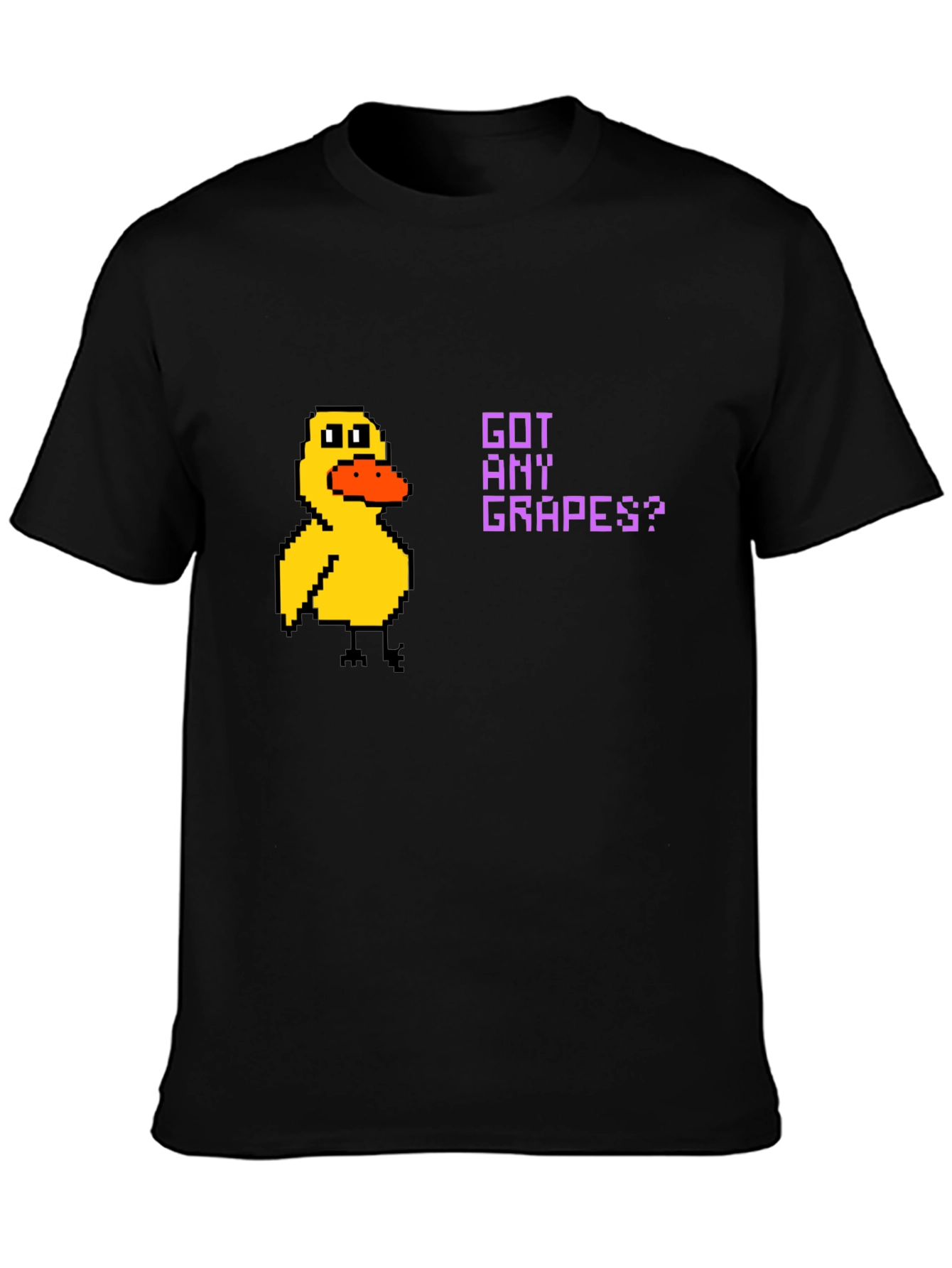 Got Any Grapes? Duck Pixel Art Black T-Shirt