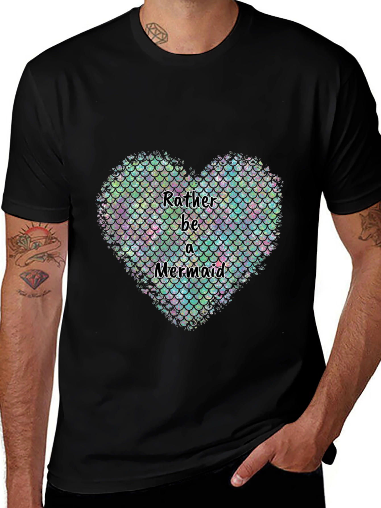 Rather Be a Mermaid Heart Graphic T-Shirt