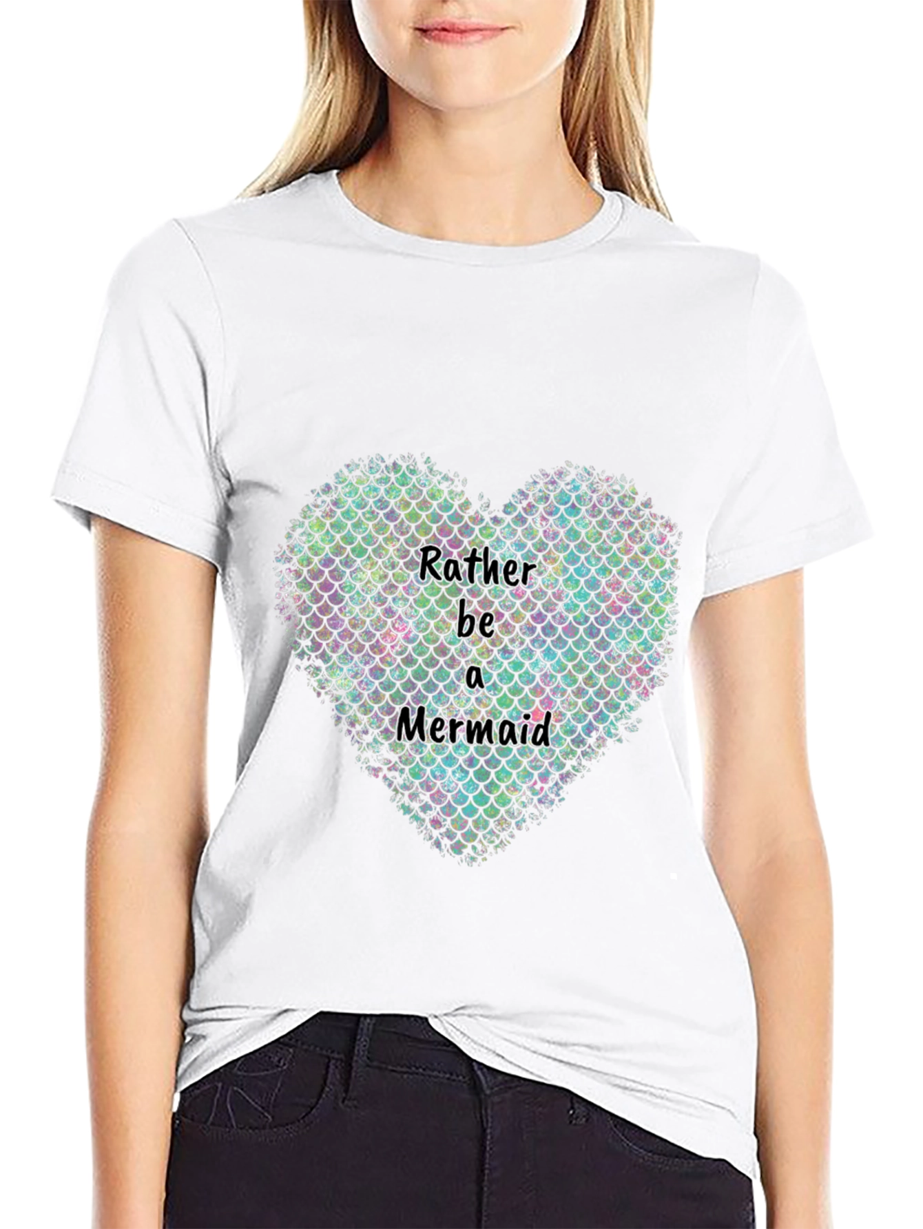 Rather Be a Mermaid Heart Graphic T-Shirt