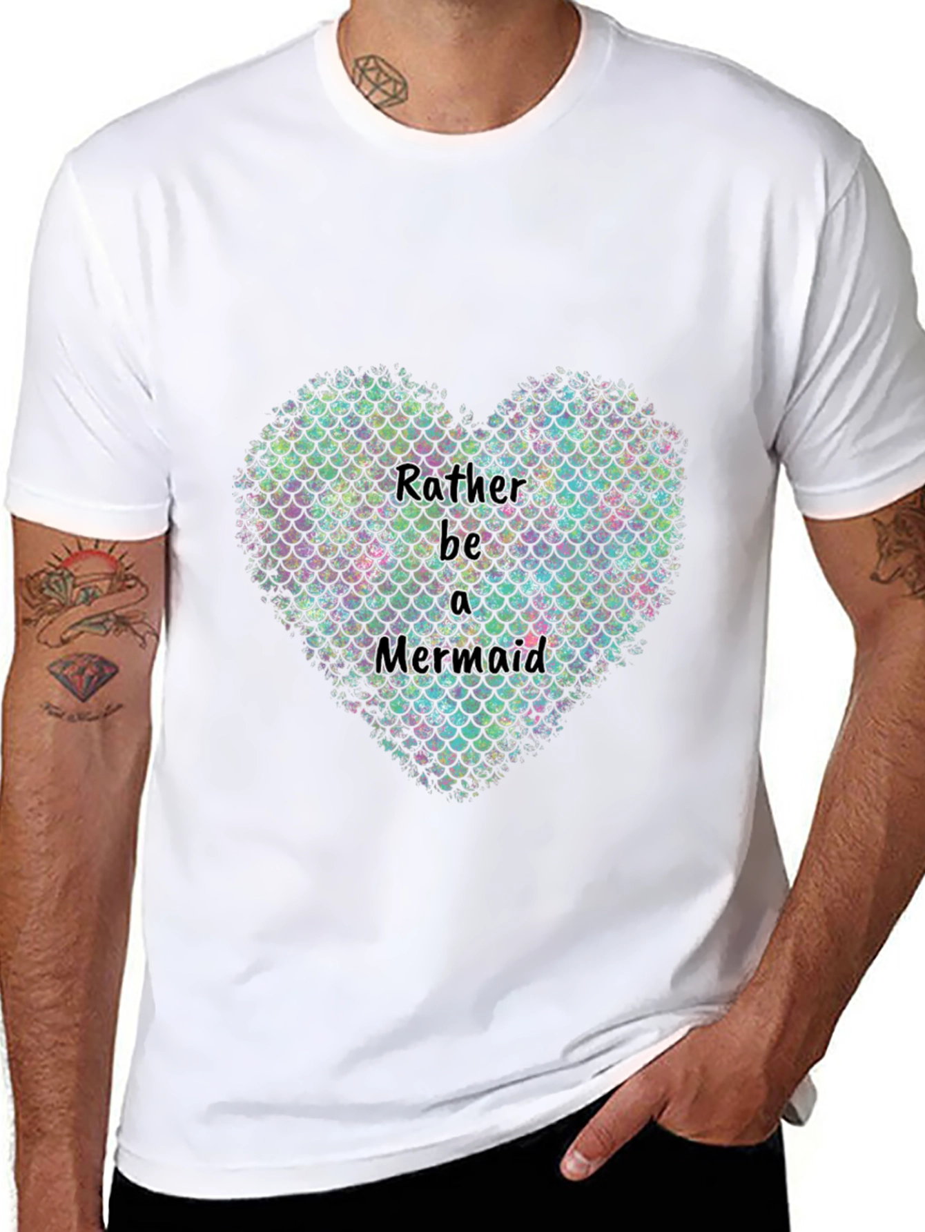 Rather Be a Mermaid Heart Graphic T-Shirt