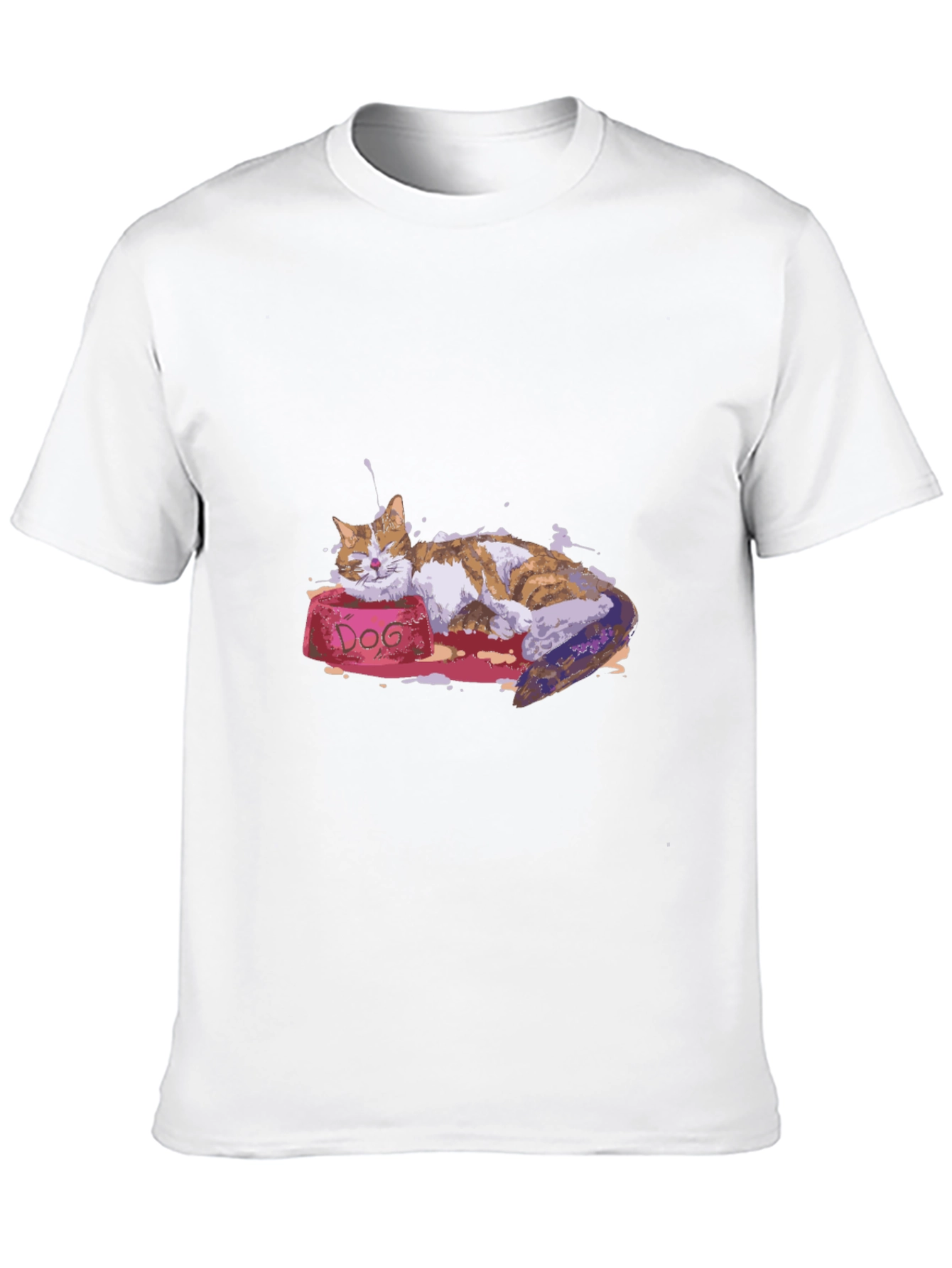 Cat Nap on DOG Bowl - Graphic T-Shirt
