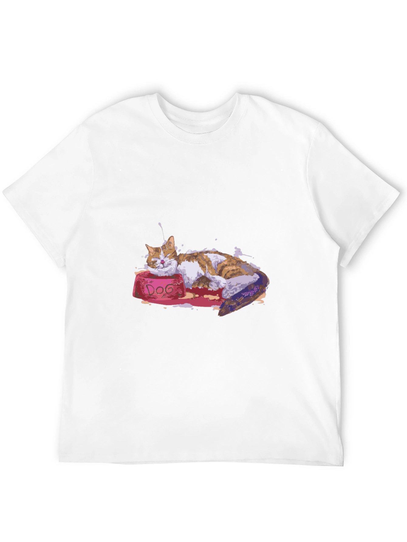 Cat Nap on DOG Bowl - Graphic T-Shirt