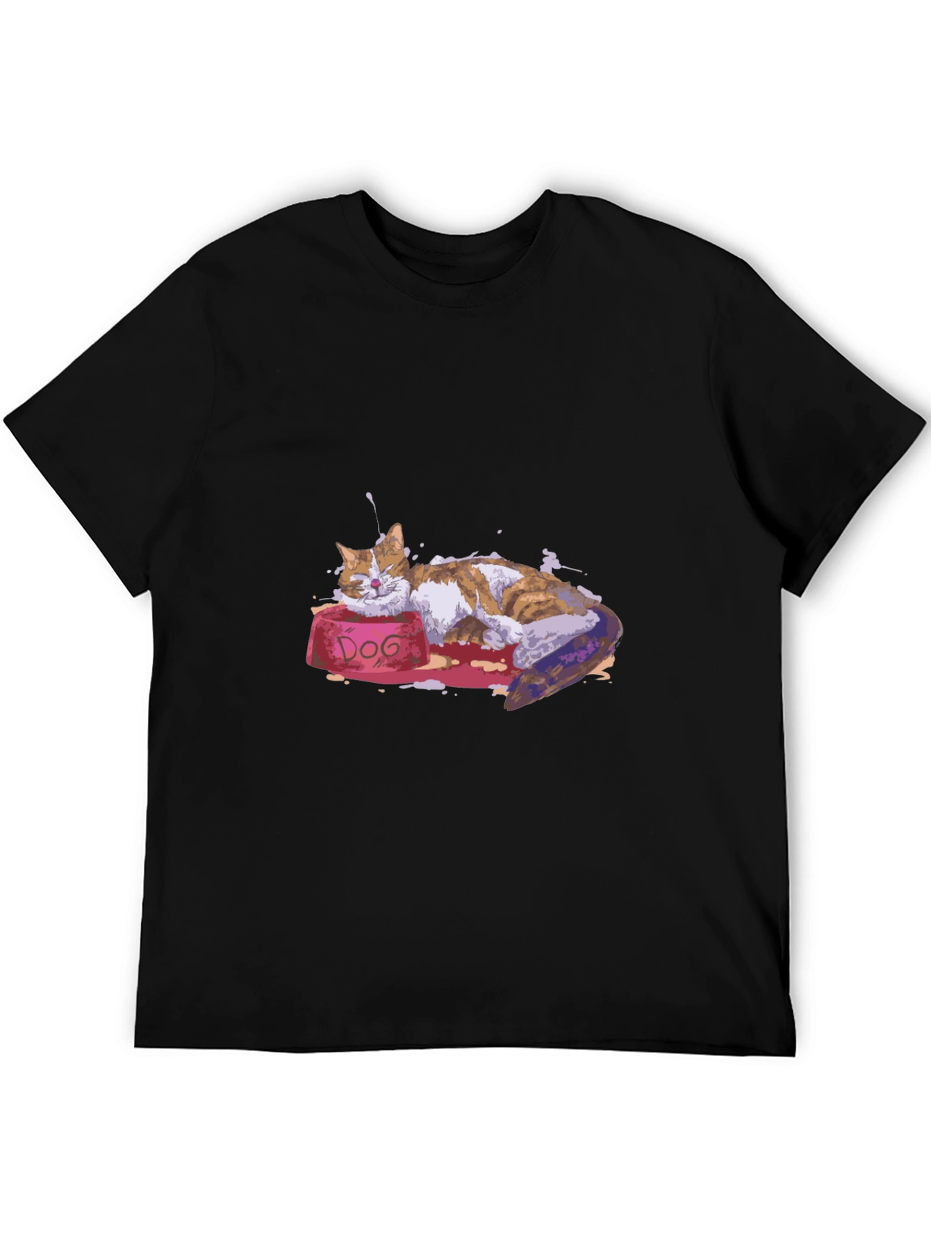 Cat Nap on DOG Bowl - Graphic T-Shirt