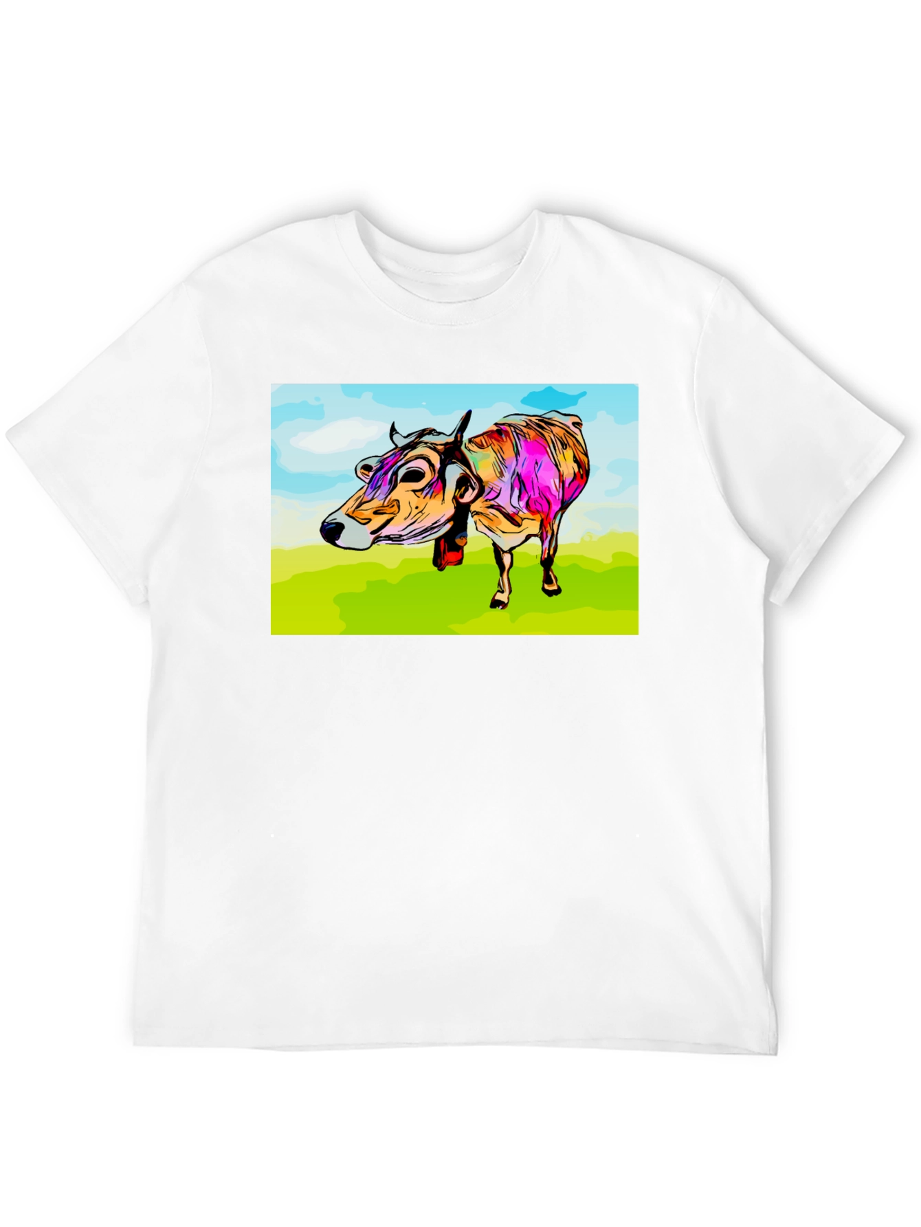 Cow Art Print Black T-Shirt