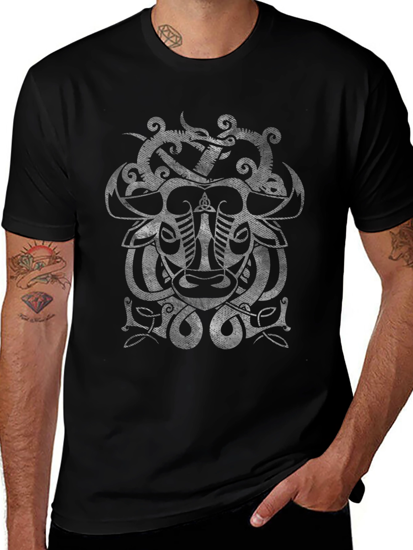 Viking Art Graphic Black T-Shirt