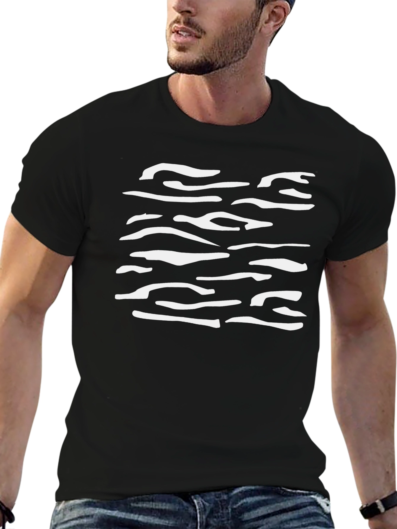 Abstract Stripe Pattern Graphic Tee