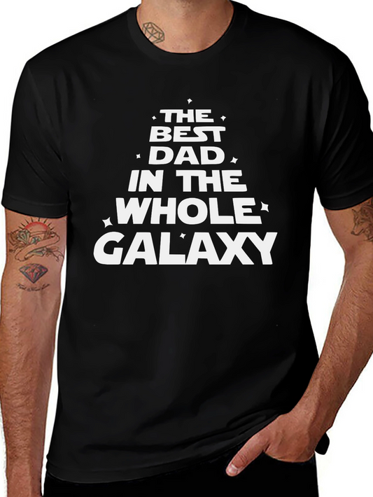 Best Dad in the Galaxy Black Graphic T-Shirt