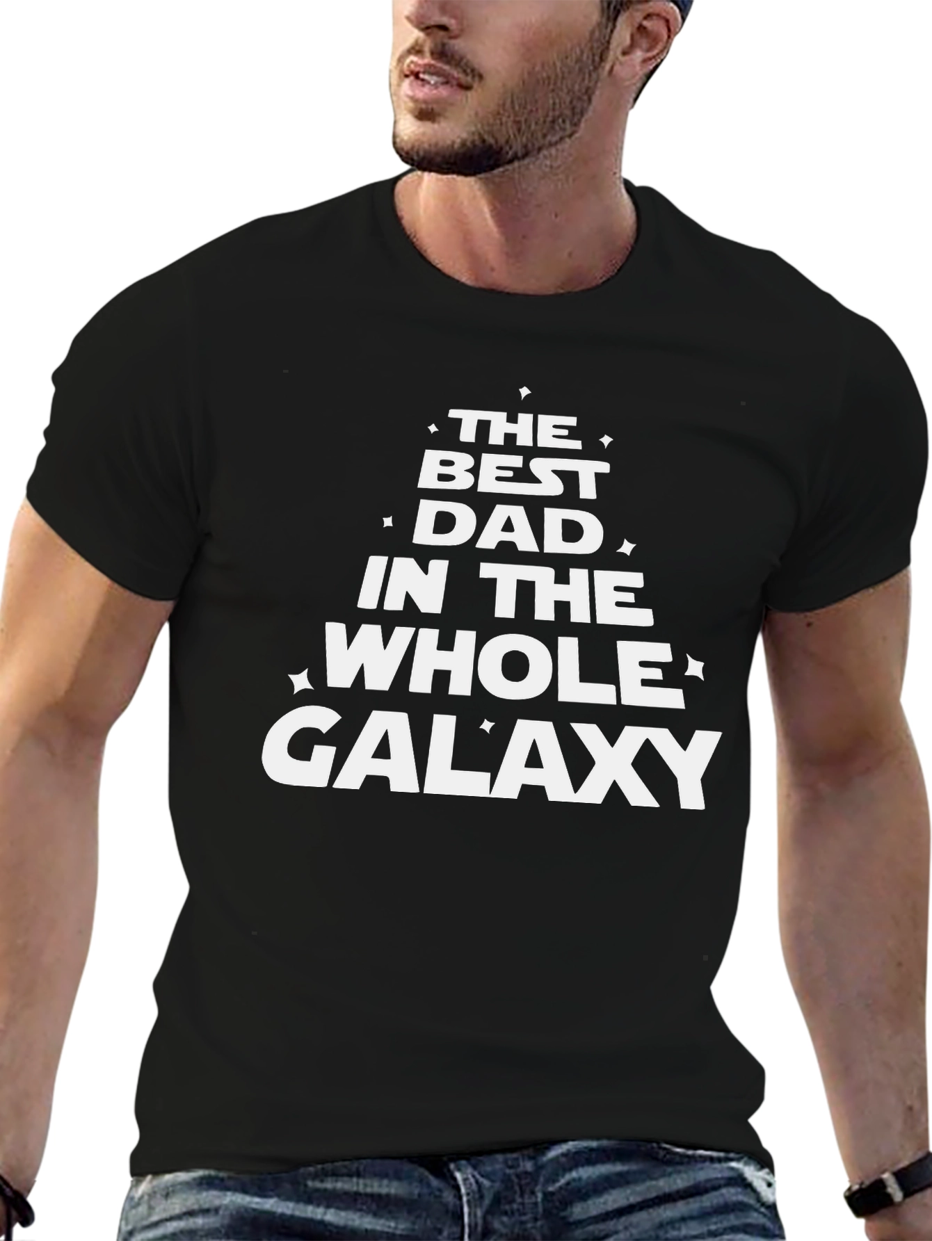 Best Dad in the Galaxy Black Graphic T-Shirt