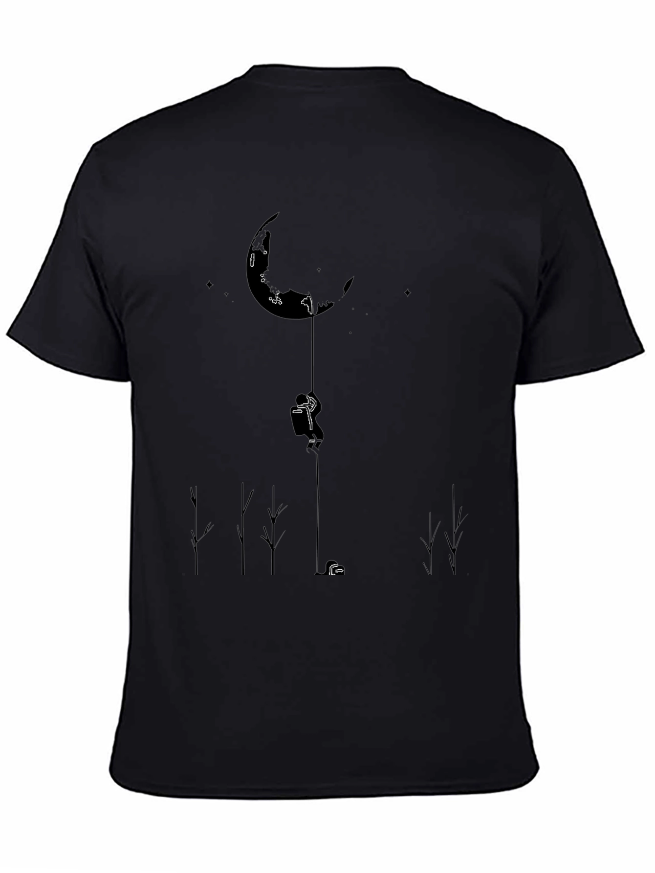 Mans Black T-Shirt - Moon Climber Design