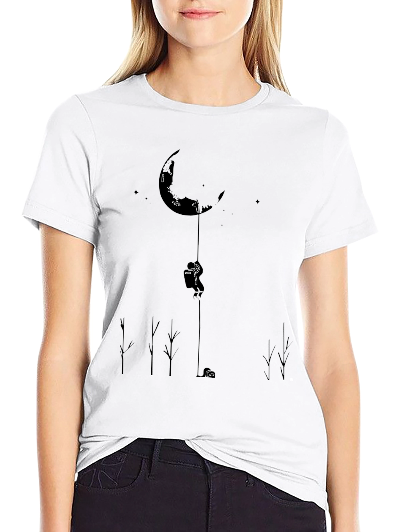 Mans Black T-Shirt - Moon Climber Design
