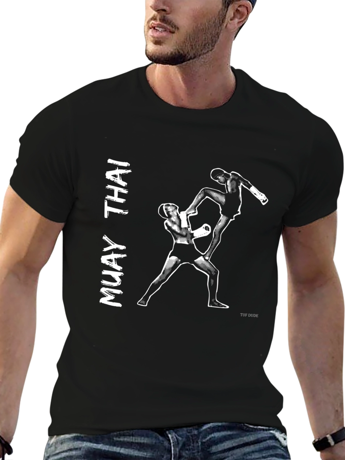 Muay Thai Kickboxing Graphic Tee - Black Cotton