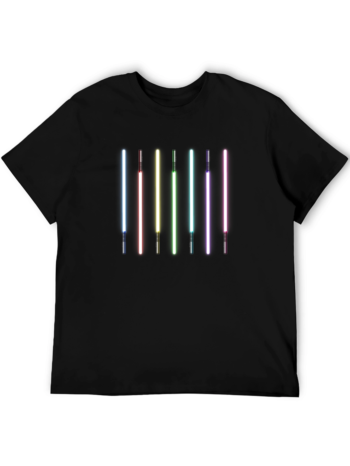 Rainbow Lightsaber Graphic Black T-Shirt