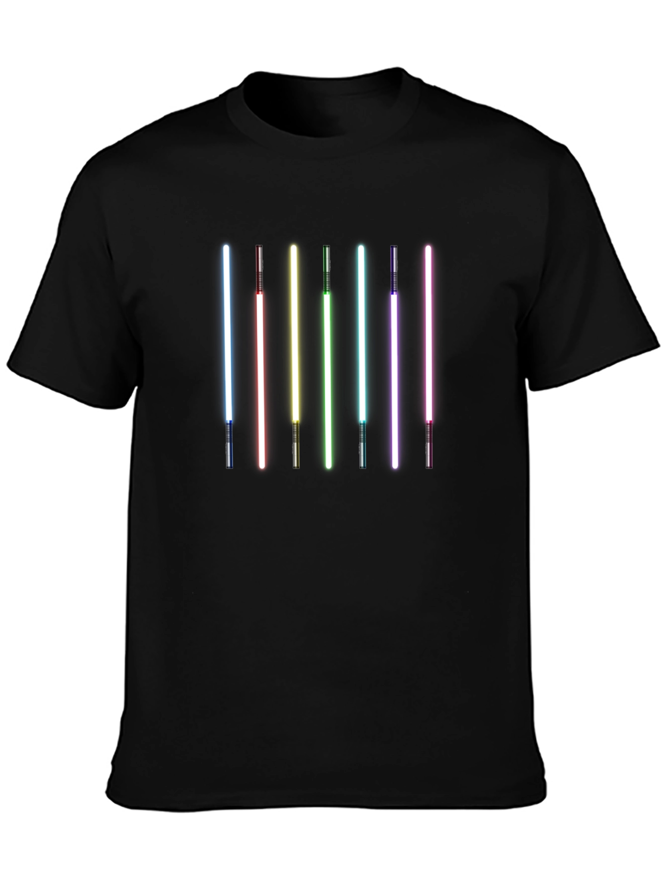 Rainbow Lightsaber Graphic Black T-Shirt