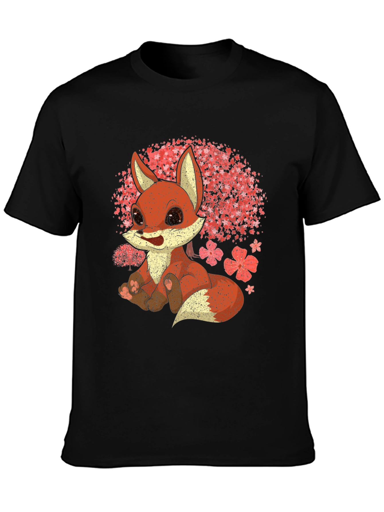 Cute Fox T-Shirt - Cherry Blossom Design
