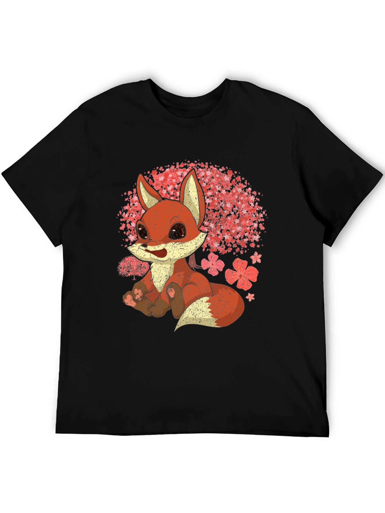 Cute Fox T-Shirt - Cherry Blossom Design