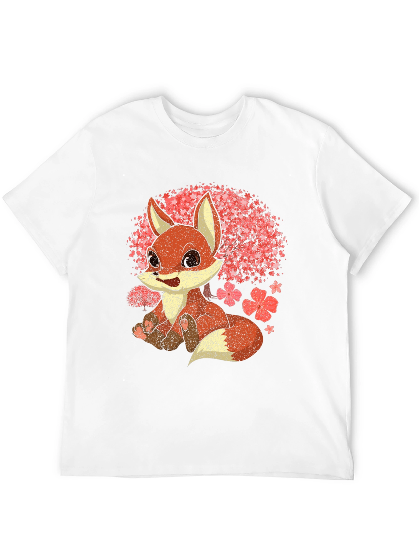 Cute Fox T-Shirt - Cherry Blossom Design