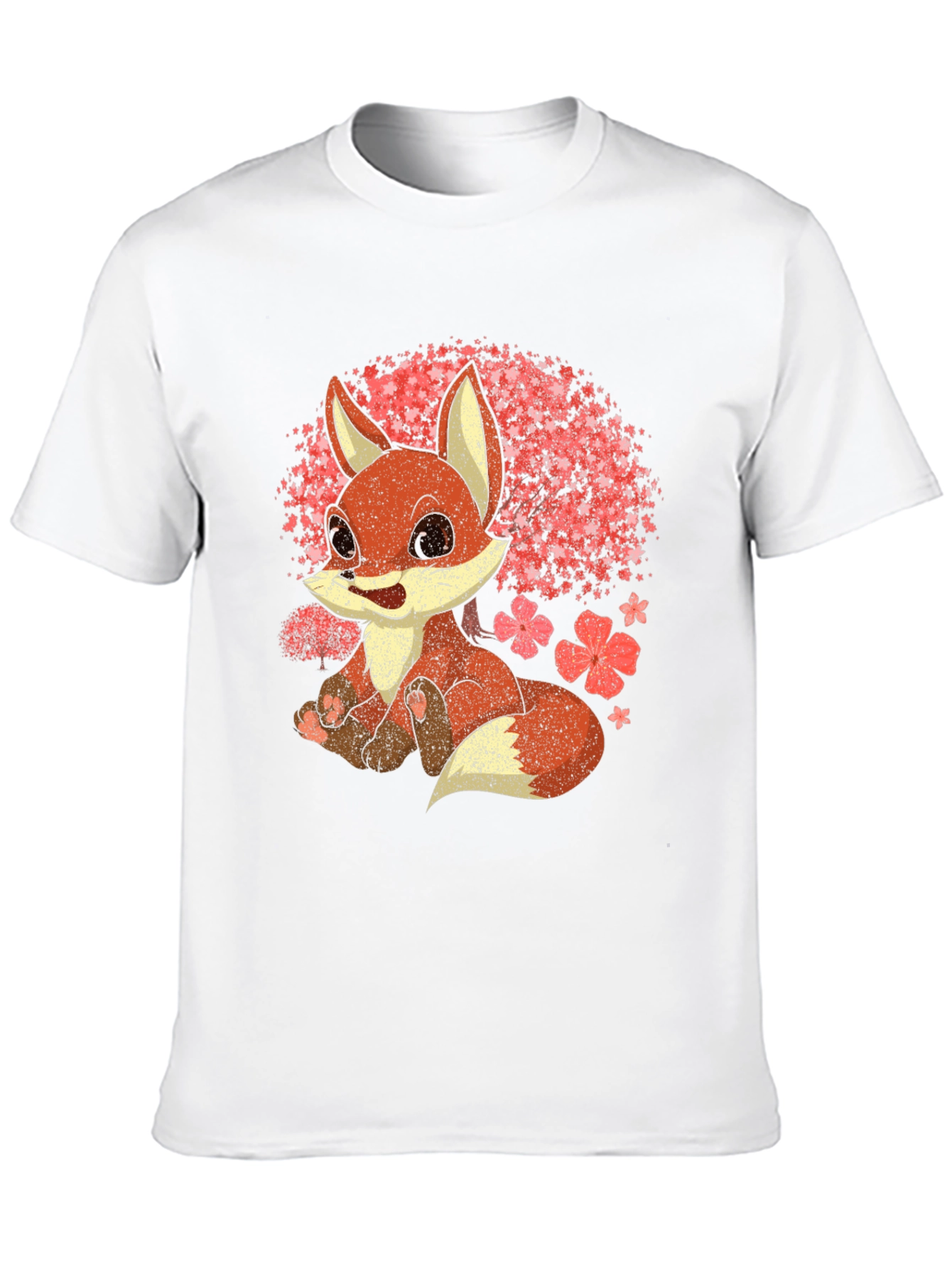 Cute Fox T-Shirt - Cherry Blossom Design