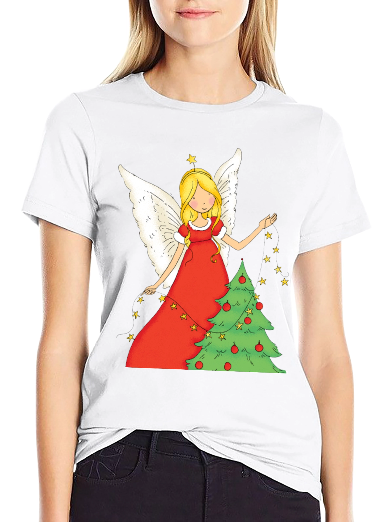Festive Christmas Angel Graphic Tee