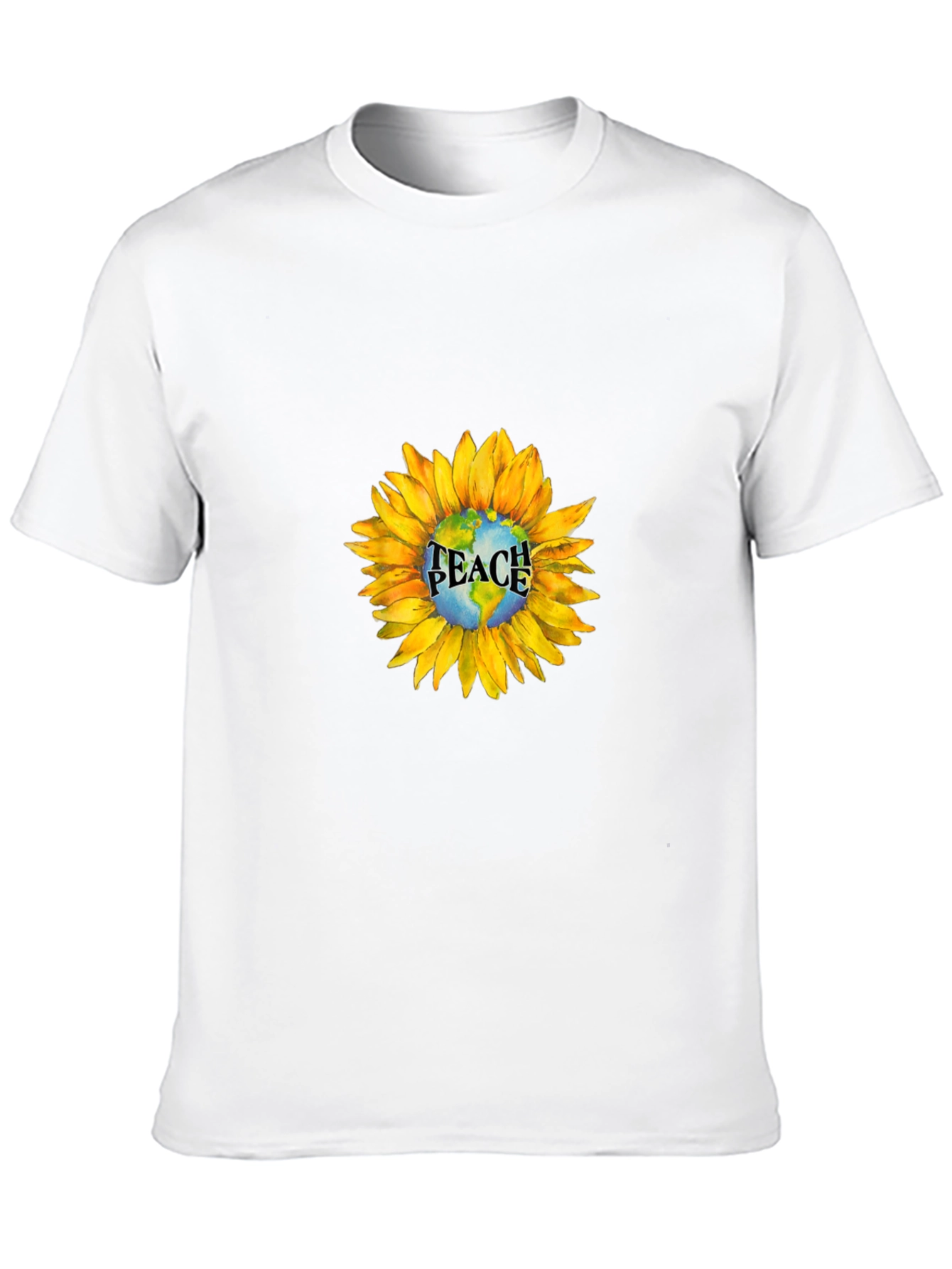 Peace Earth Sunflower Graphic Tee - Black