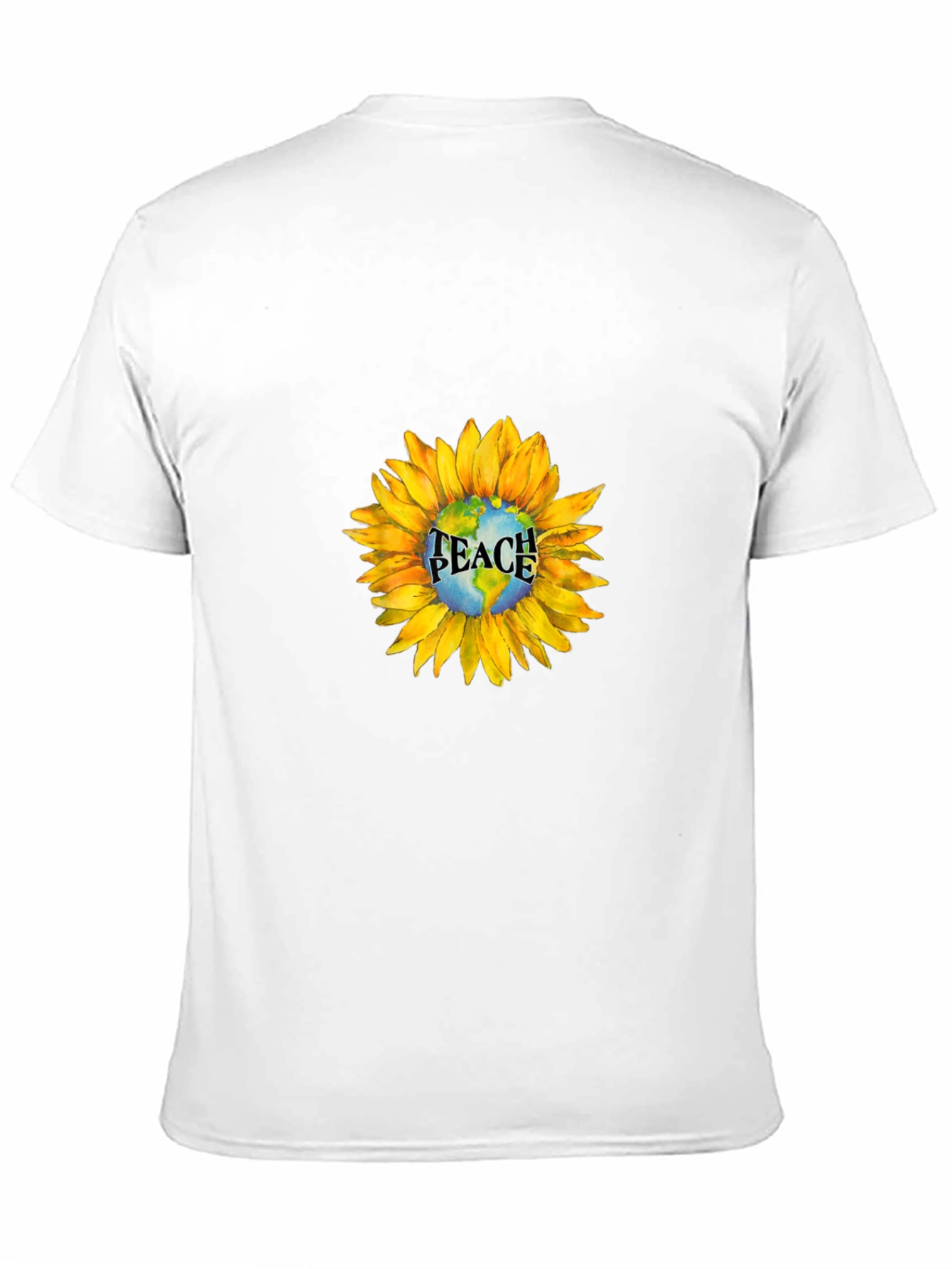 Peace Earth Sunflower Graphic Tee - Black