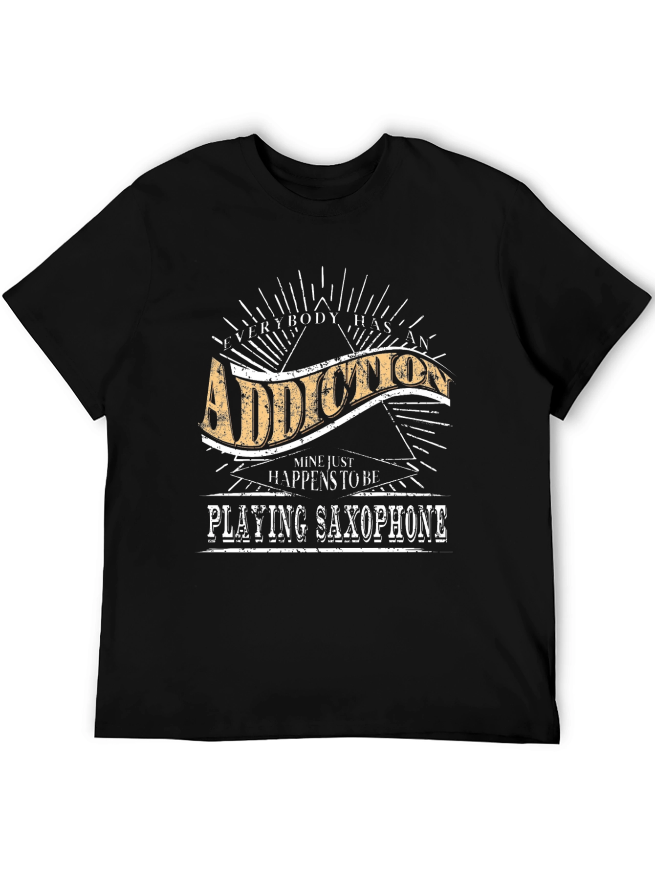 Addiction Saxophone Player T-Shirt - Soft Black Tee