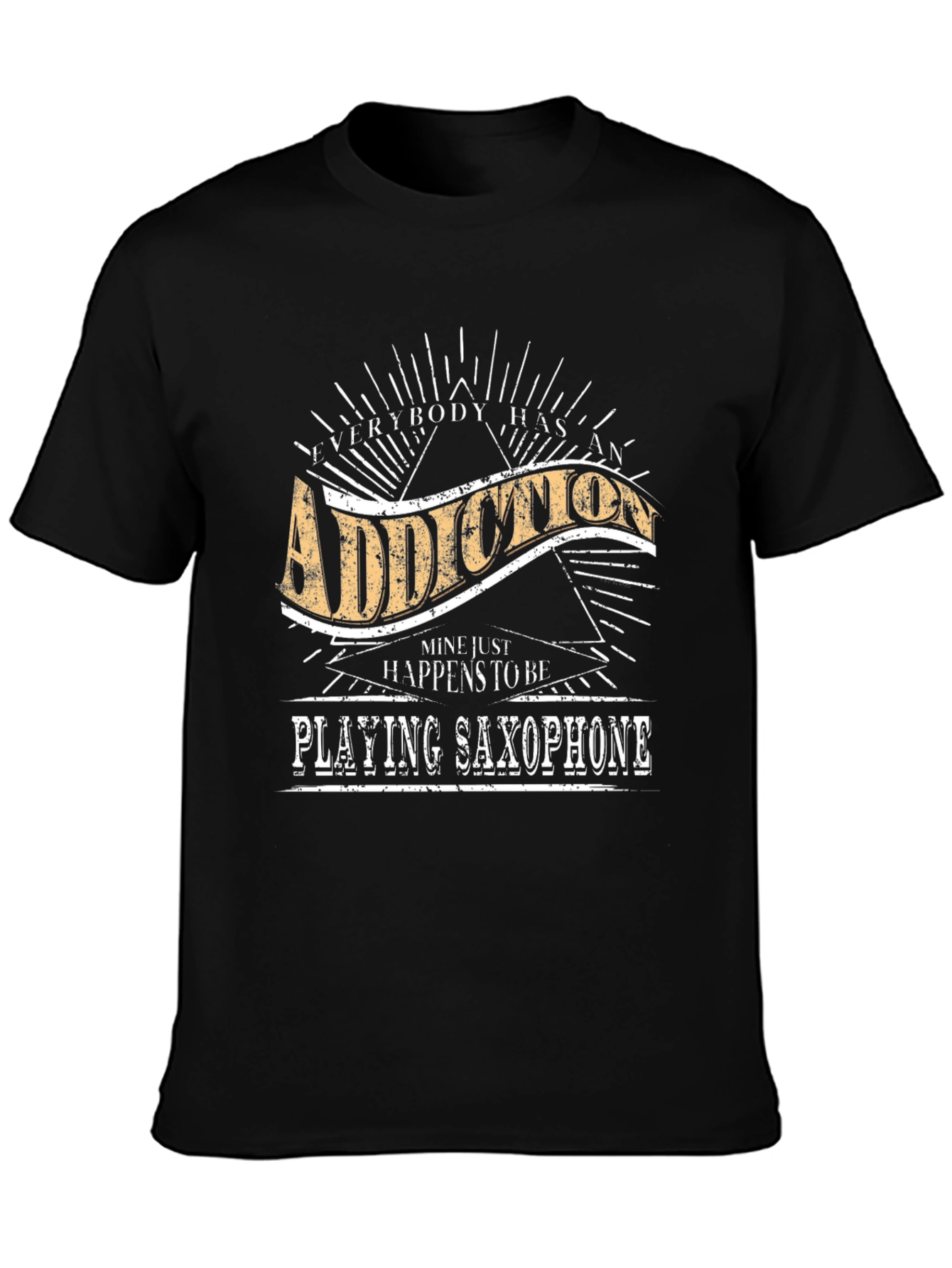 Addiction Saxophone Player T-Shirt - Soft Black Tee