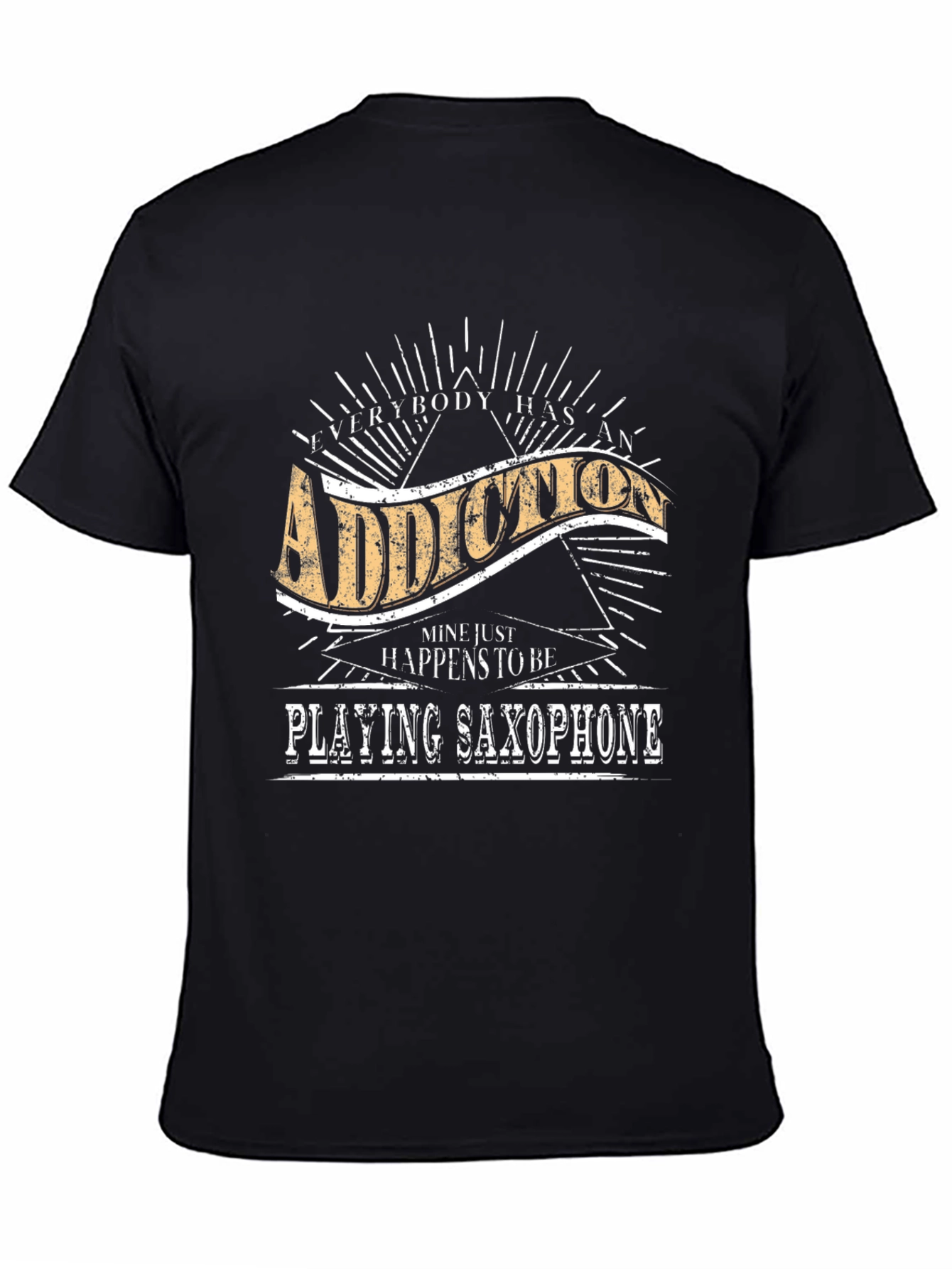 Addiction Saxophone Player T-Shirt - Soft Black Tee
