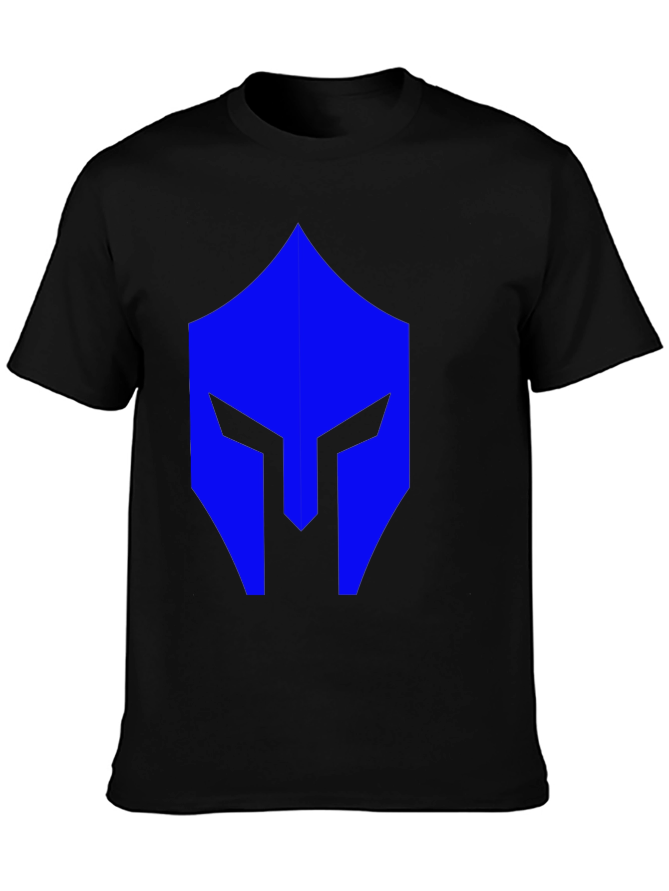 Blue Spartan Helmet Graphic Black T-Shirt