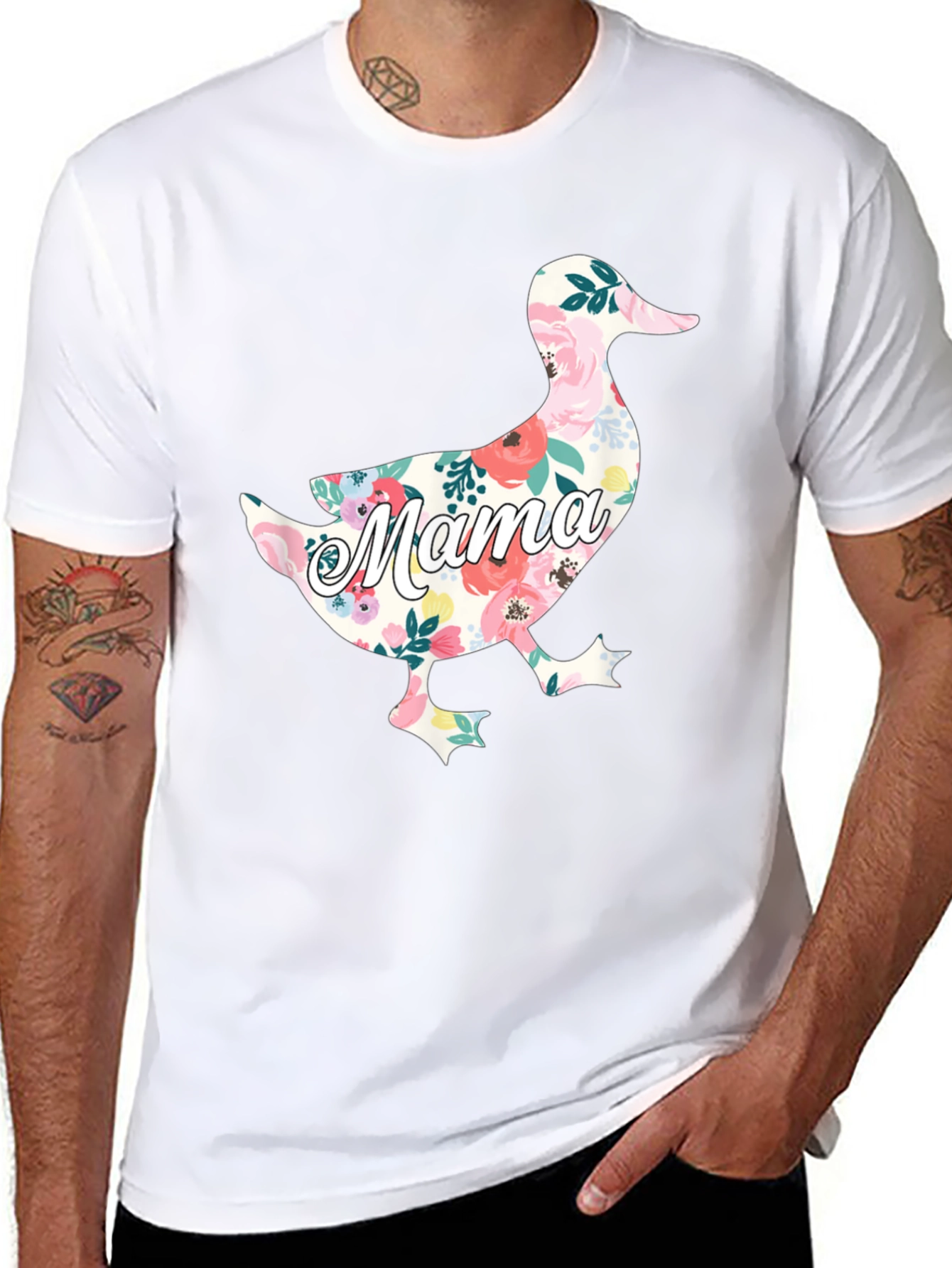 Mama Duck Floral Graphic T-Shirt