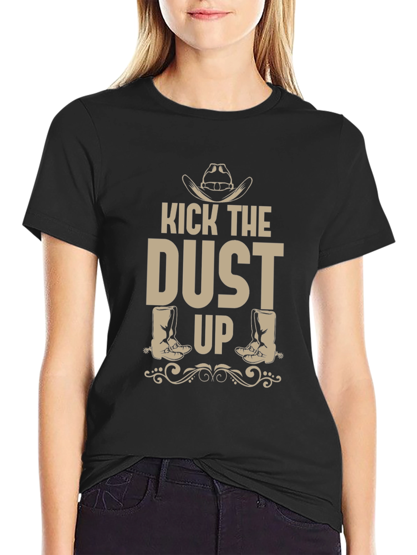 Kick The Dust Up Black Graphic T-Shirt