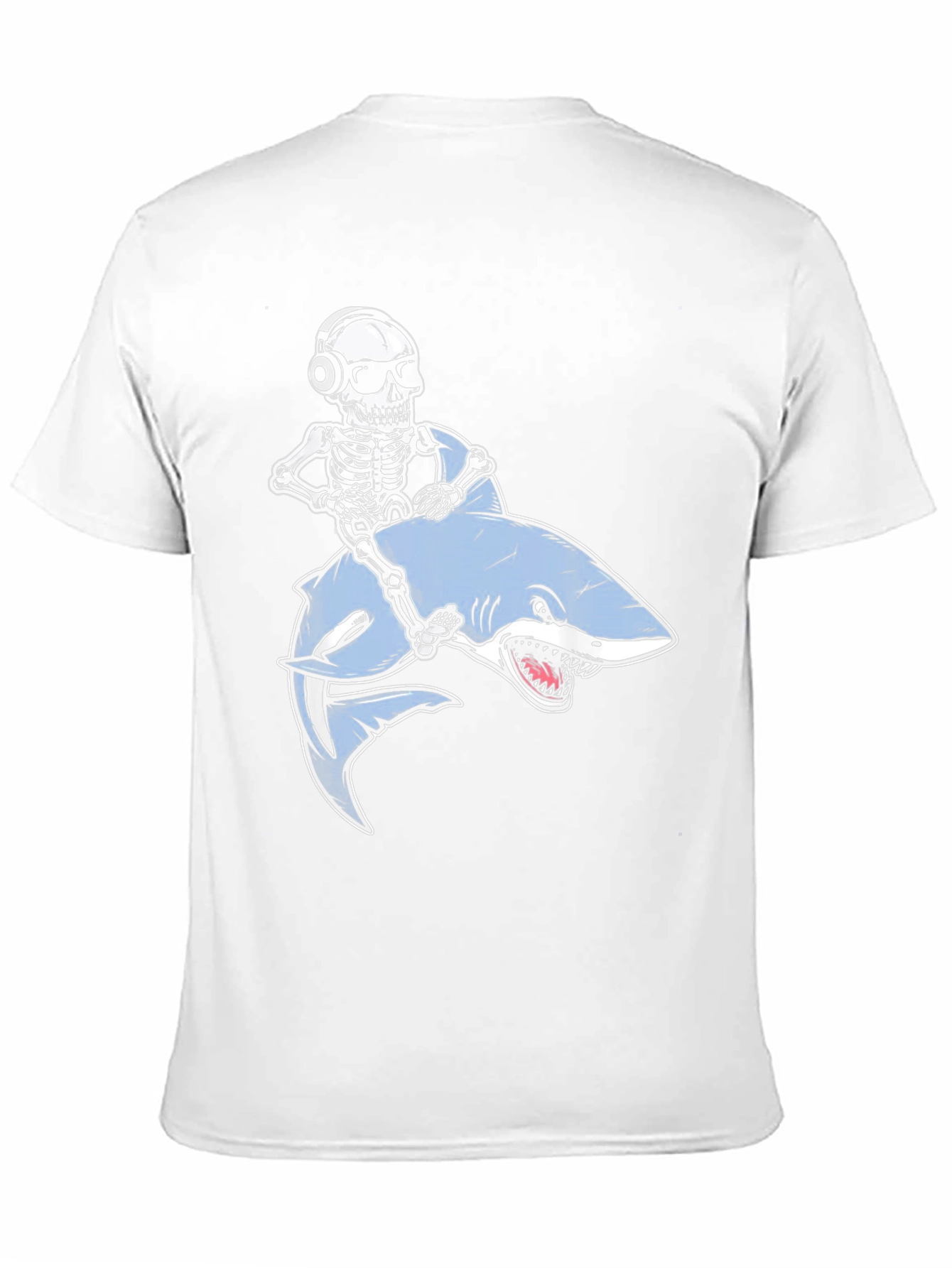 Skeleton Riding Shark Graphic T-Shirt