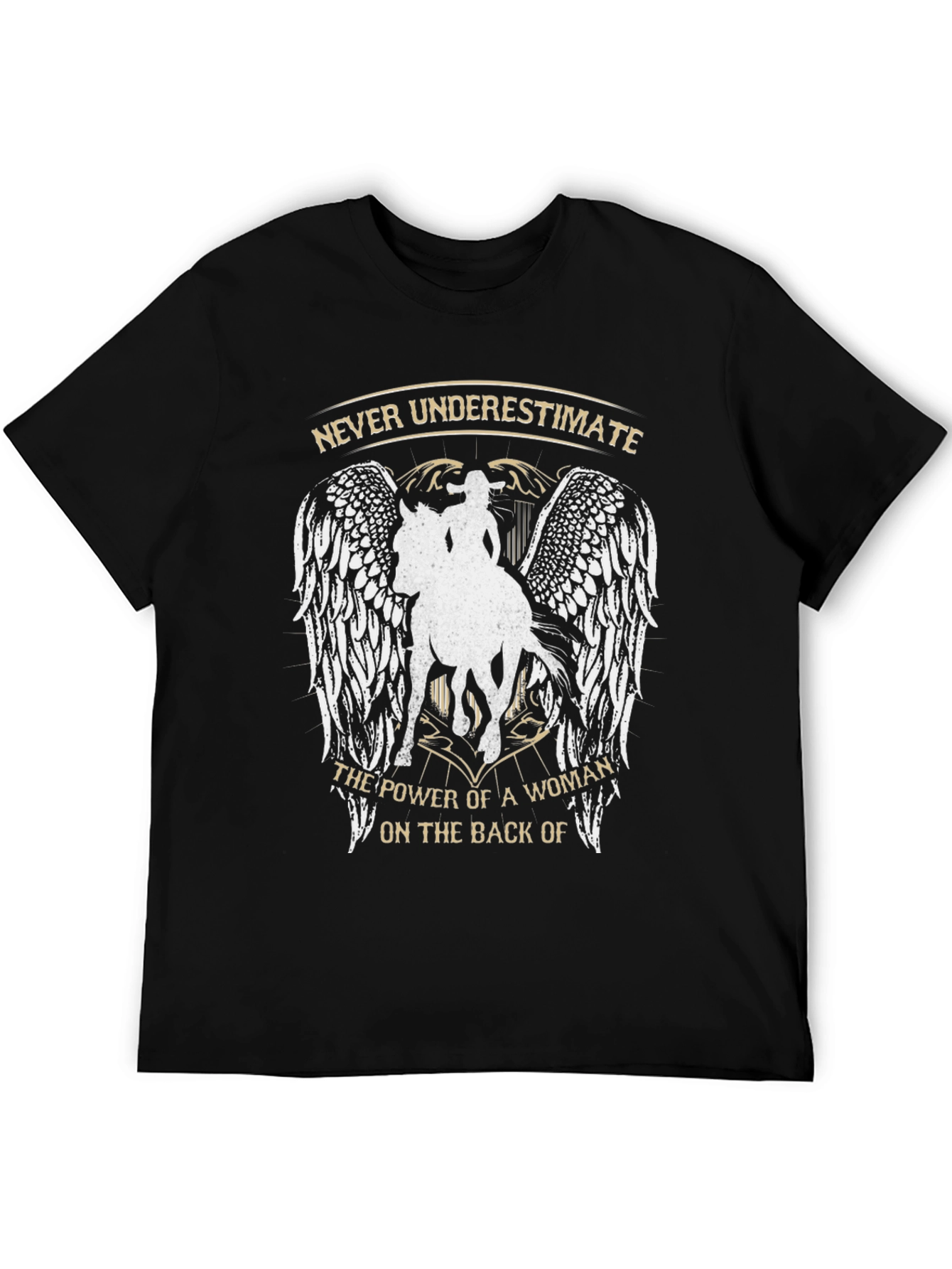Never Underestimate Woman on Horseback Graphic Tee